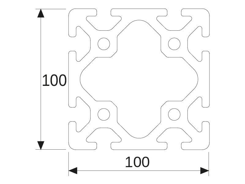 Aluminiumprofil 100x100 I-Typ Nut 10 SI L: 650mm