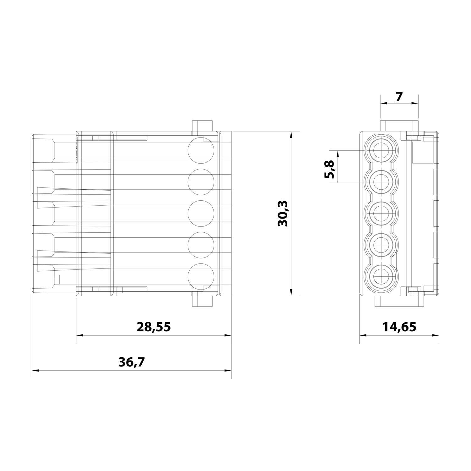 HARTING Han E Modul Buchseneinsatz (F) Schraubanschluss, 5-polig 230V/400V, 16A - 1 Stück