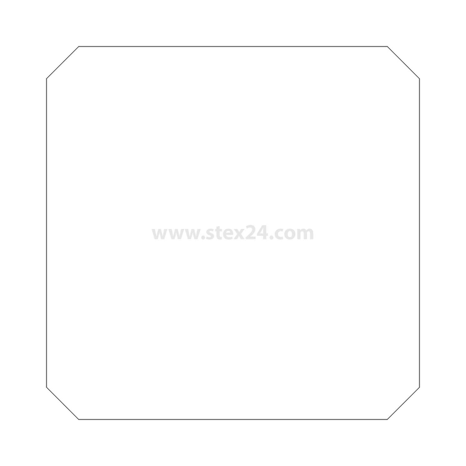 Leerer weißer achteckiger Rahmen mit dünnem grauem Rand, zentriert auf einem einfachen Hintergrund.