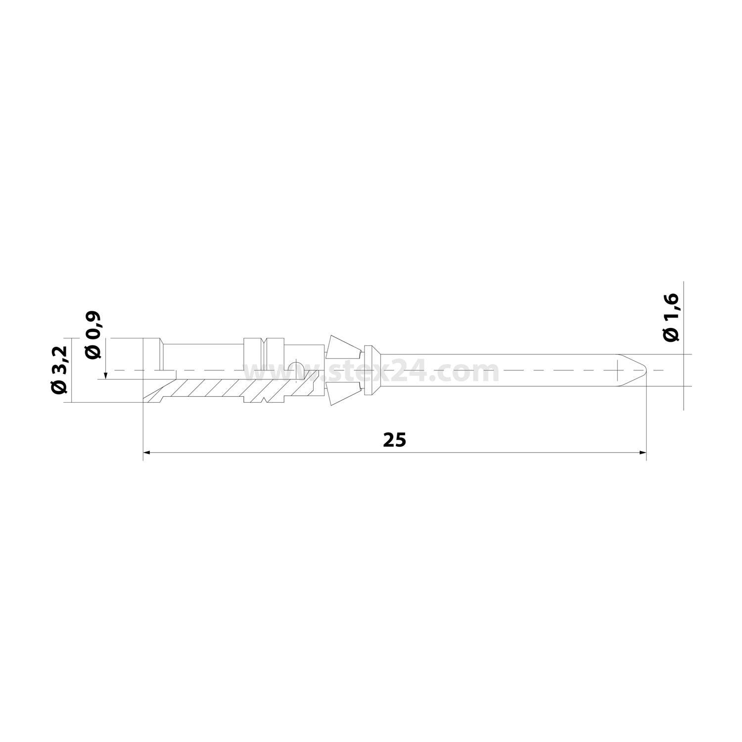 HARTING D-Crimpkontakt Kontaktstift (M) 0,14mm² - 0,37mm² AWG26 - AWG22 gold, 1 Stück Werkstoff Eisen - 1 Stück