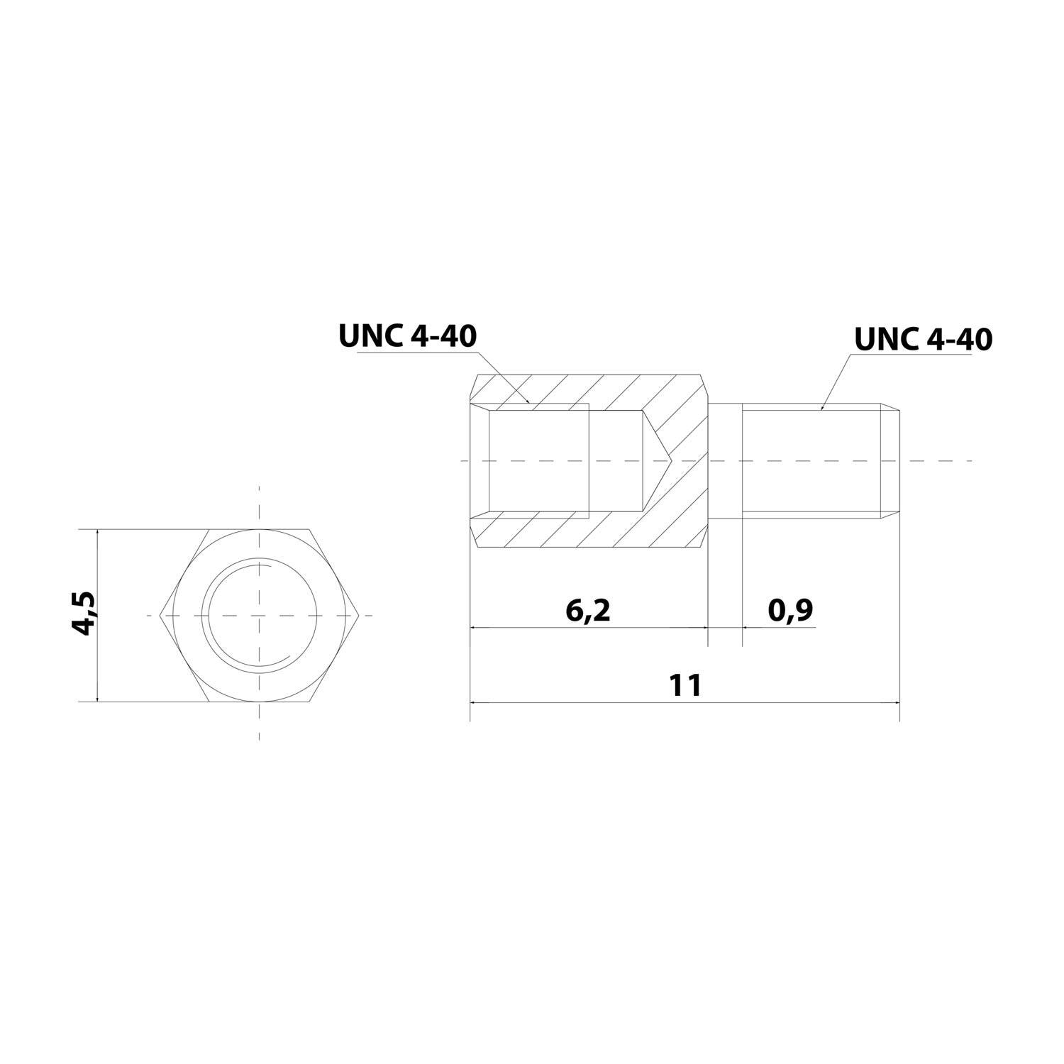 HARTING D-Sub Schraubbolzen ohne Mutter passend für Baugröße 9-50 Gewindelänge 4,0mm - 1 Stück