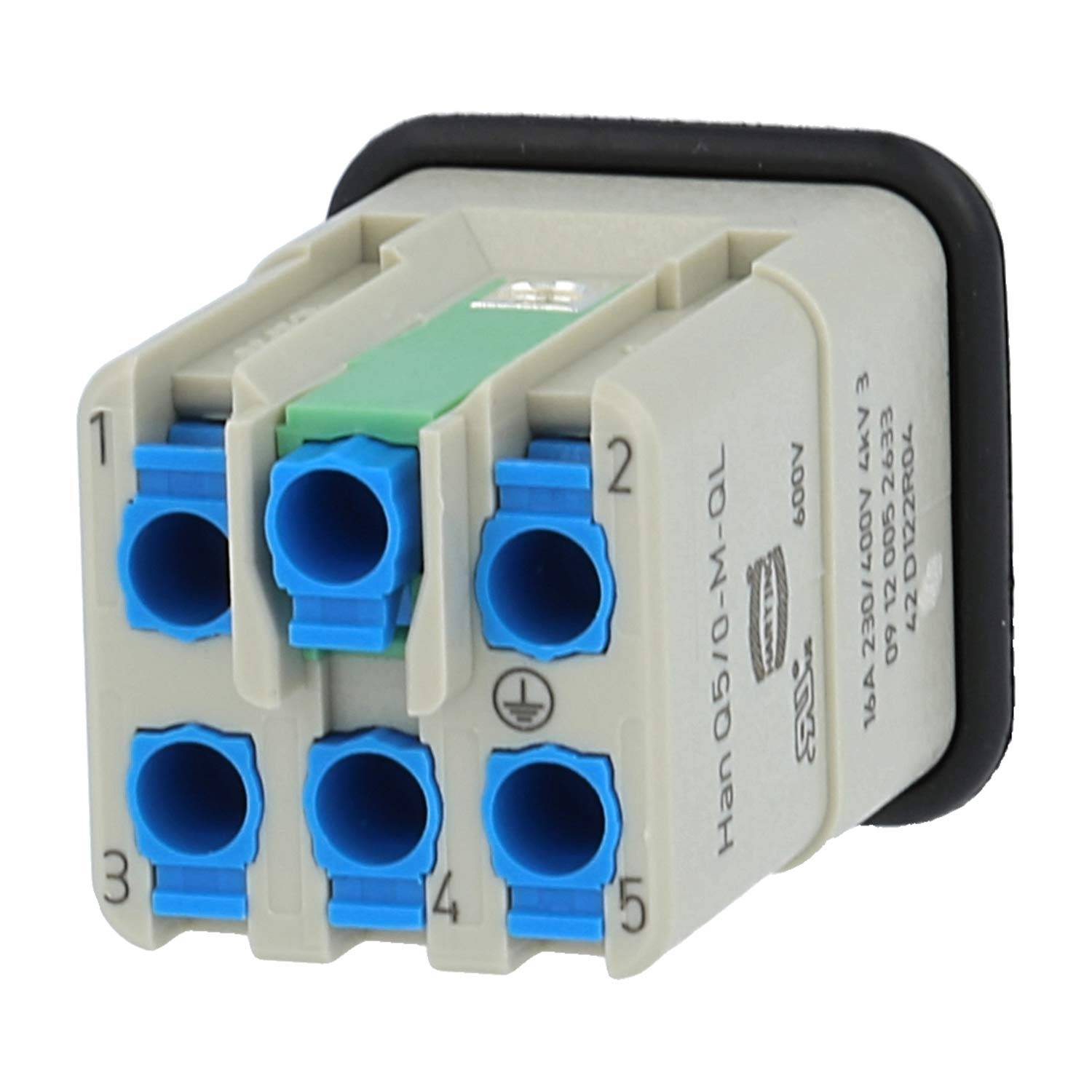 HARTING Han Q5/0 Stifteinsatz (M) Quick-Lock-Anschluss, 5-polig+PE 230V/400V, 16A - 1 Stück