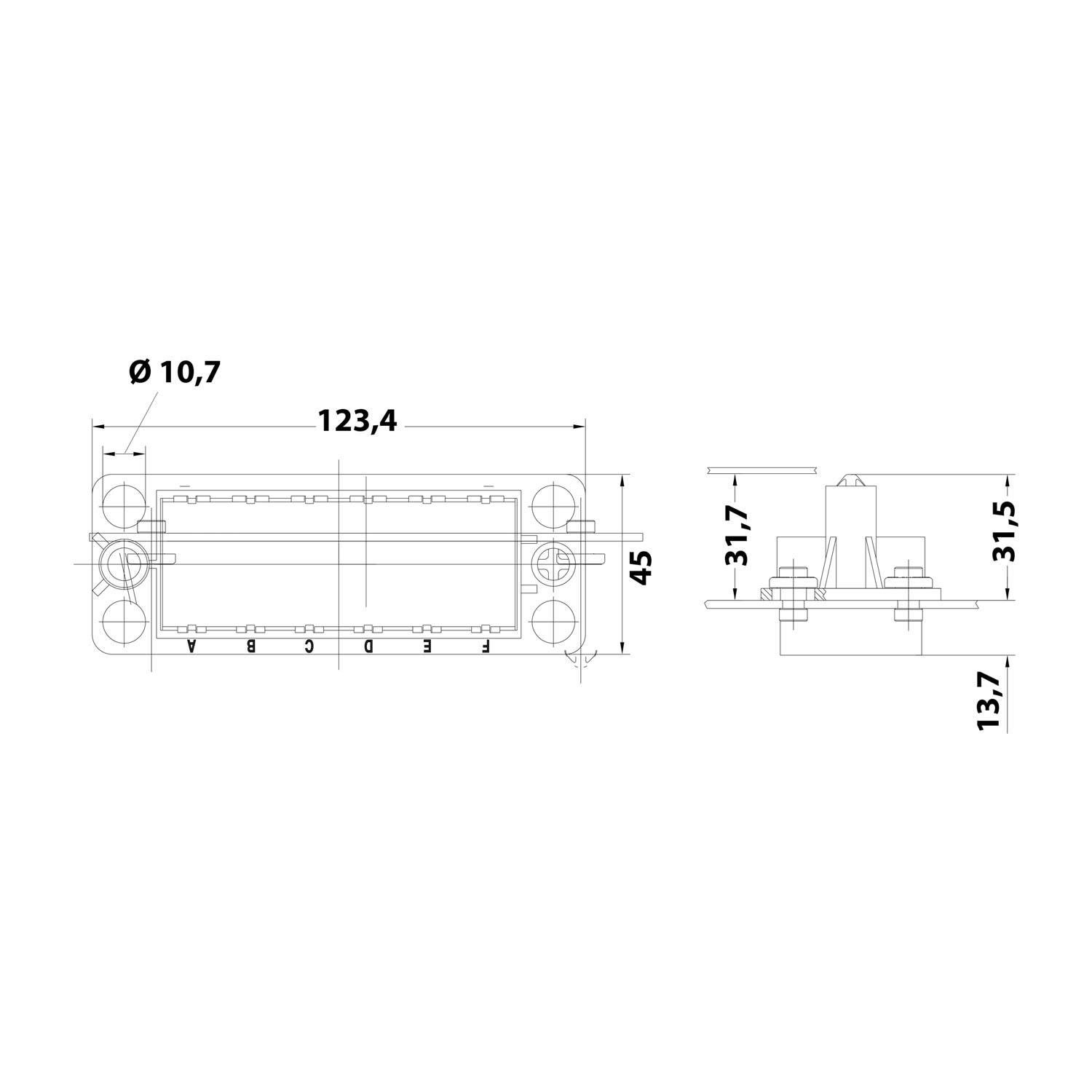HARTING Han Andockrahmen, Schwimmend gelagert, 6 Module (M) Schwimmspiel +/-2,0mm Temperaturbereich -40°C bis 125°C - 1