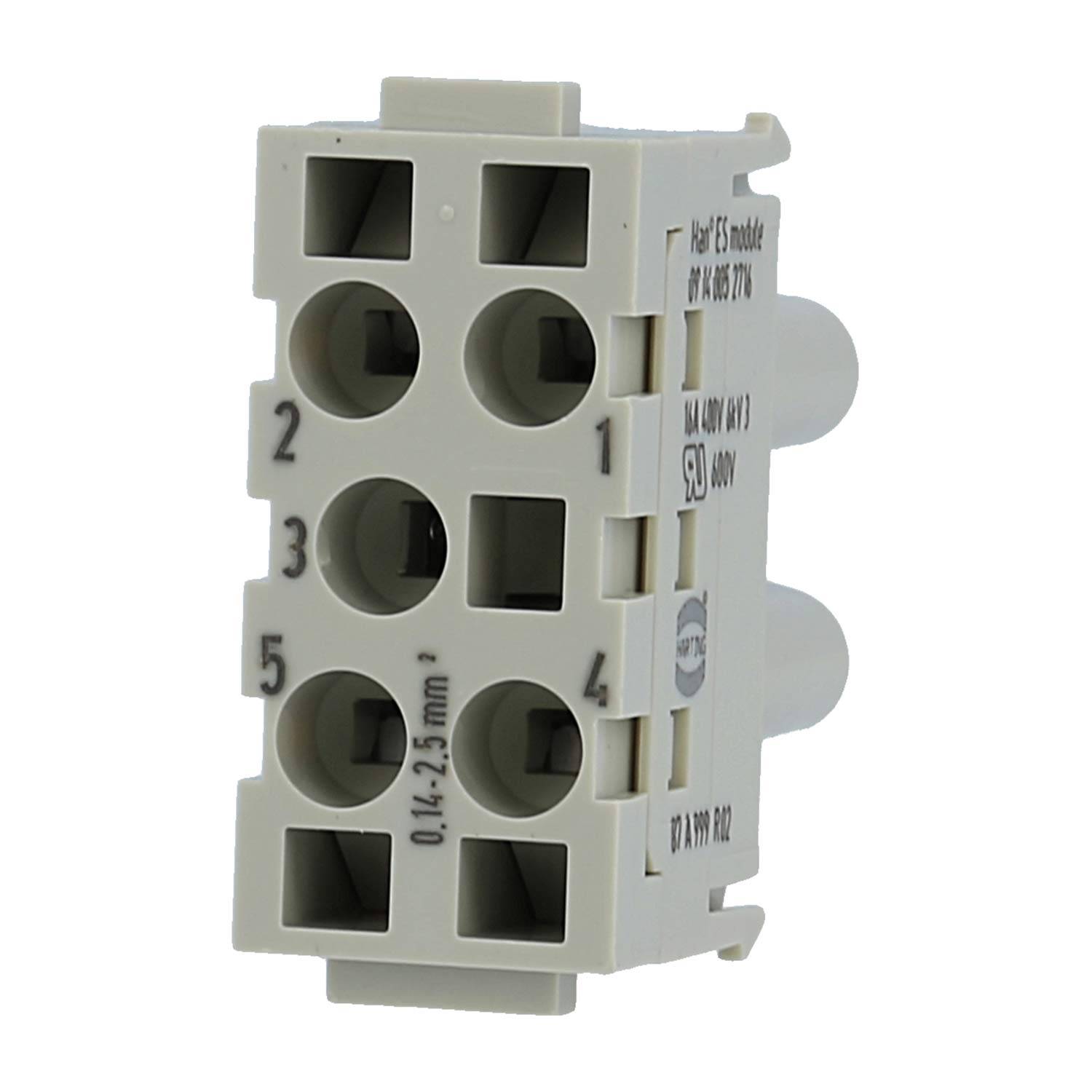 HARTING Han ES Modul Buchseneinsatz (F) Käfigzugfederanschluss, 5-polig 400V, 16A - 1 Stück