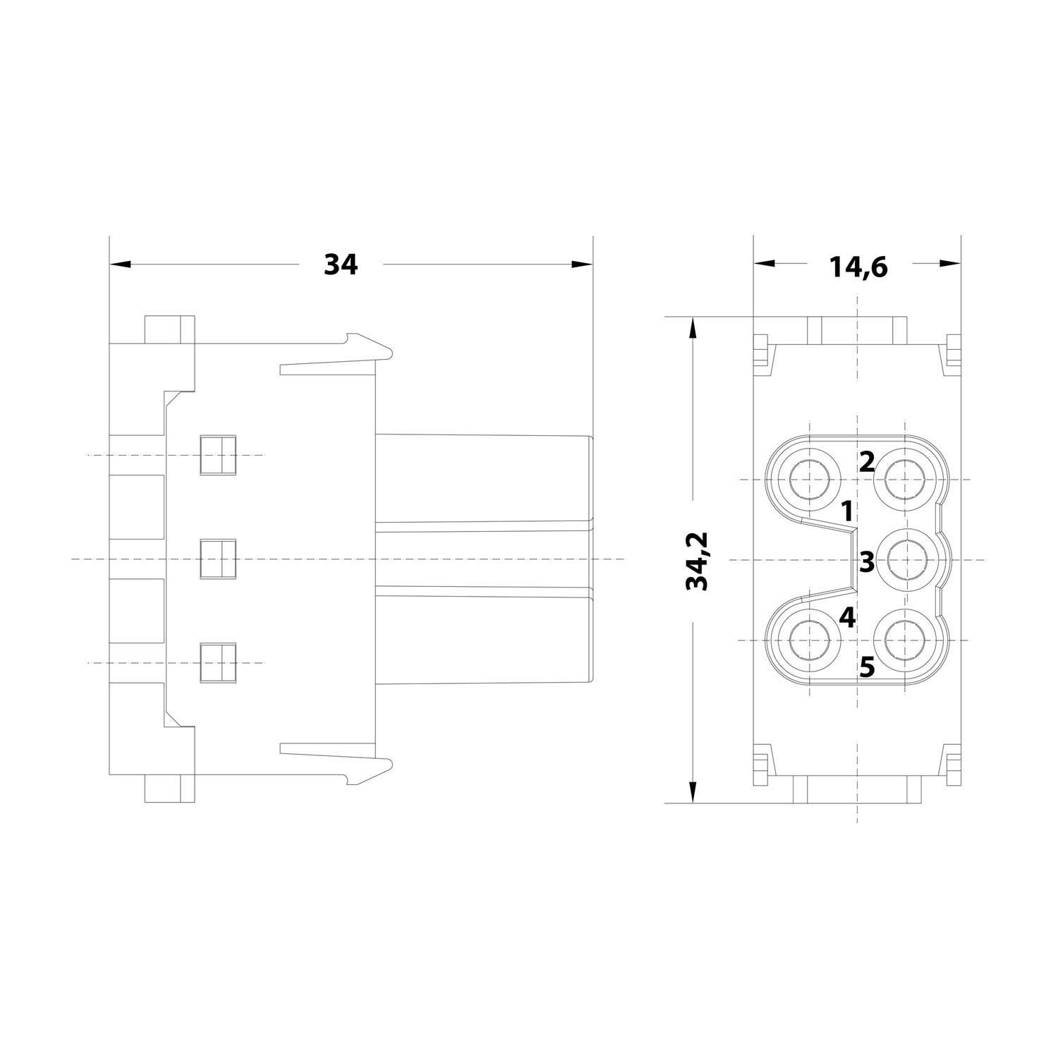 HARTING Han ES Modul Buchseneinsatz (F) Käfigzugfederanschluss, 5-polig 400V, 16A - 1 Stück