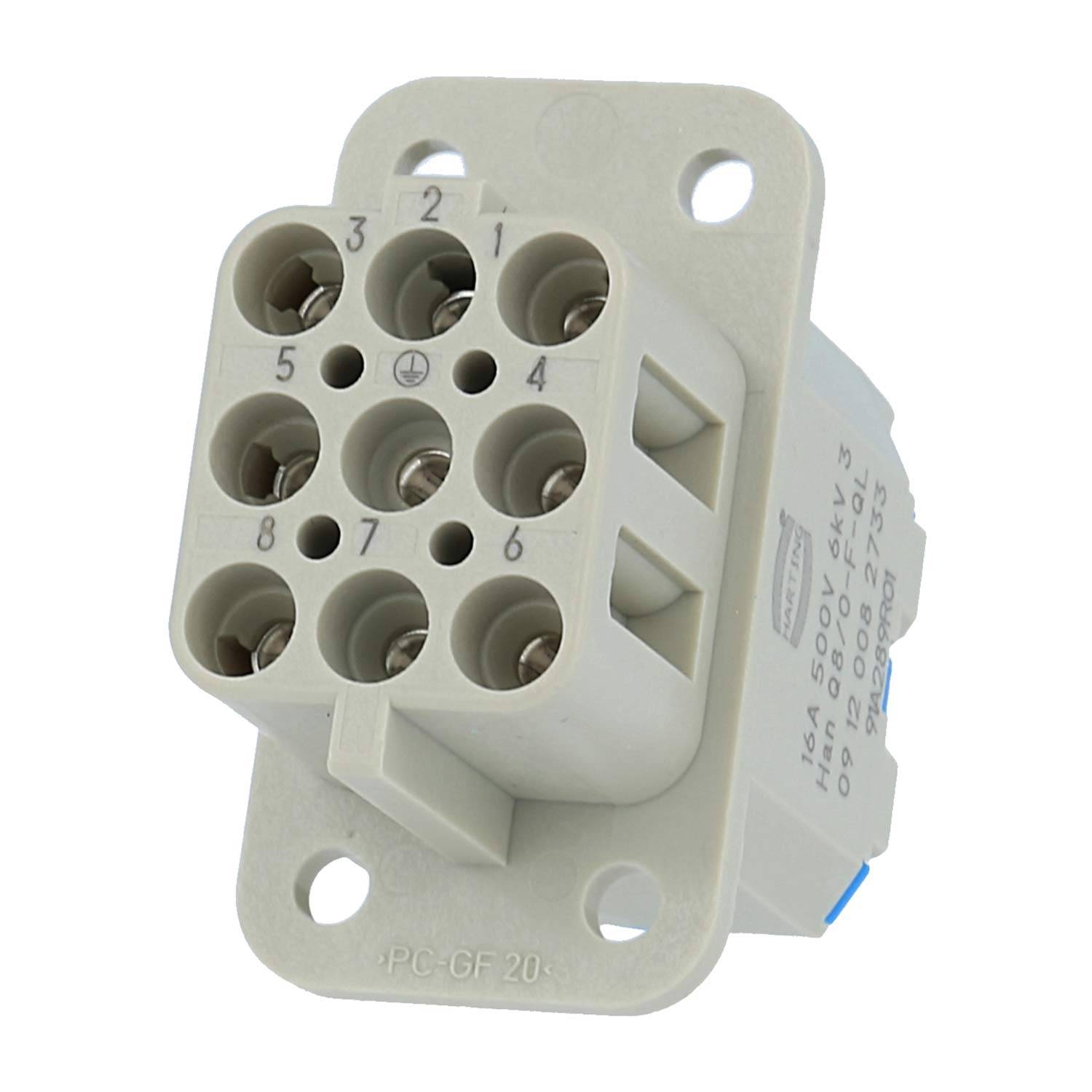 HARTING Han Q8/0 Buchseneinsatz (F) Quick-Lock-Anschluss, 8-polig+PE 500V, 16A - 1 Stück