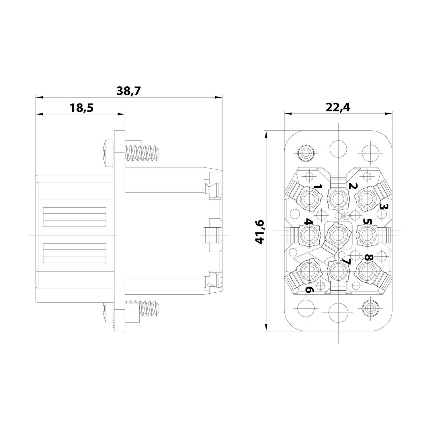 HARTING Han Q8/0 Buchseneinsatz (F) Quick-Lock-Anschluss, 8-polig+PE 500V, 16A - 1 Stück