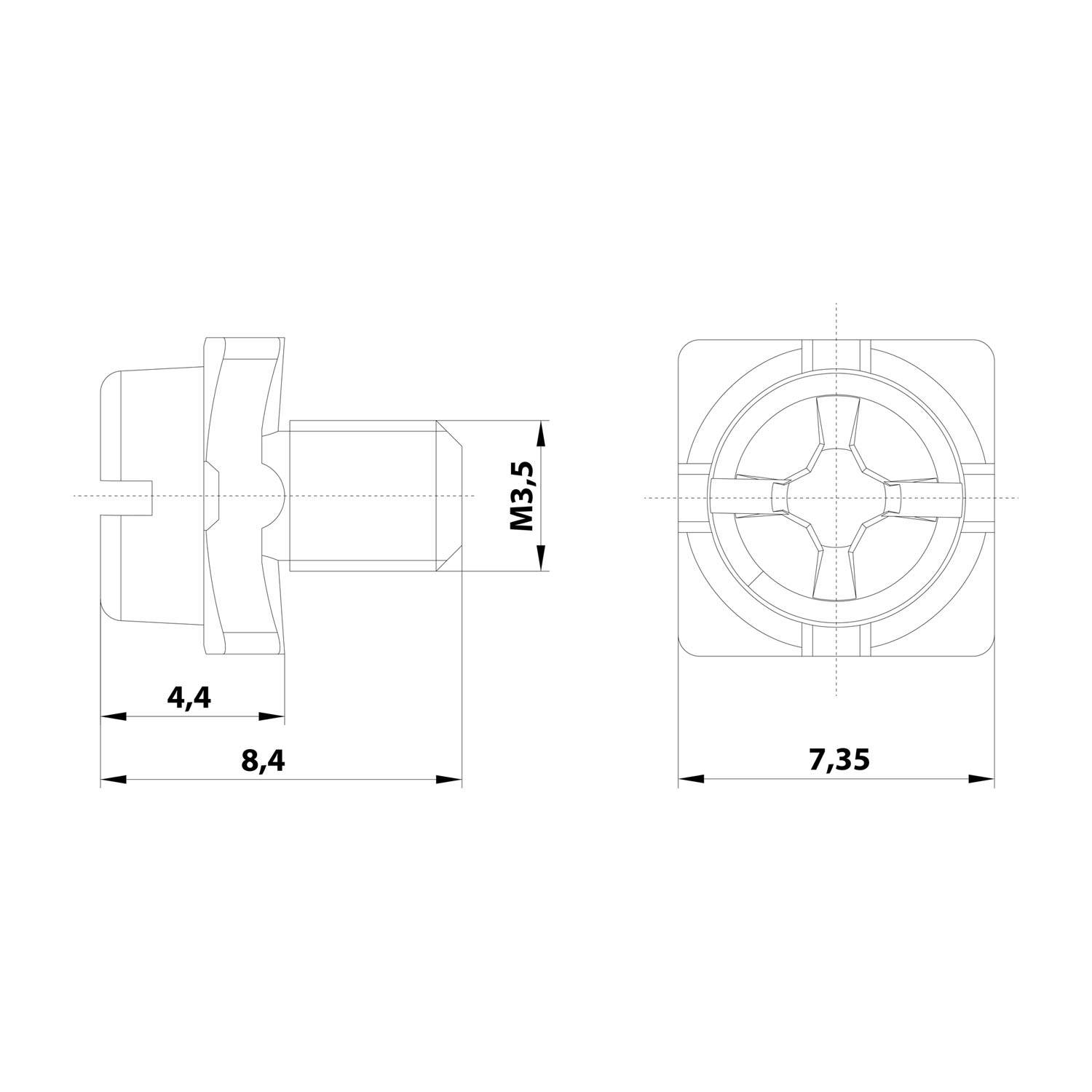 HARTING Schraube PE-Kombischraube M3,5 passend für Baureihe A, 15D und 25D Werkstoff Stahl - 1 Stück