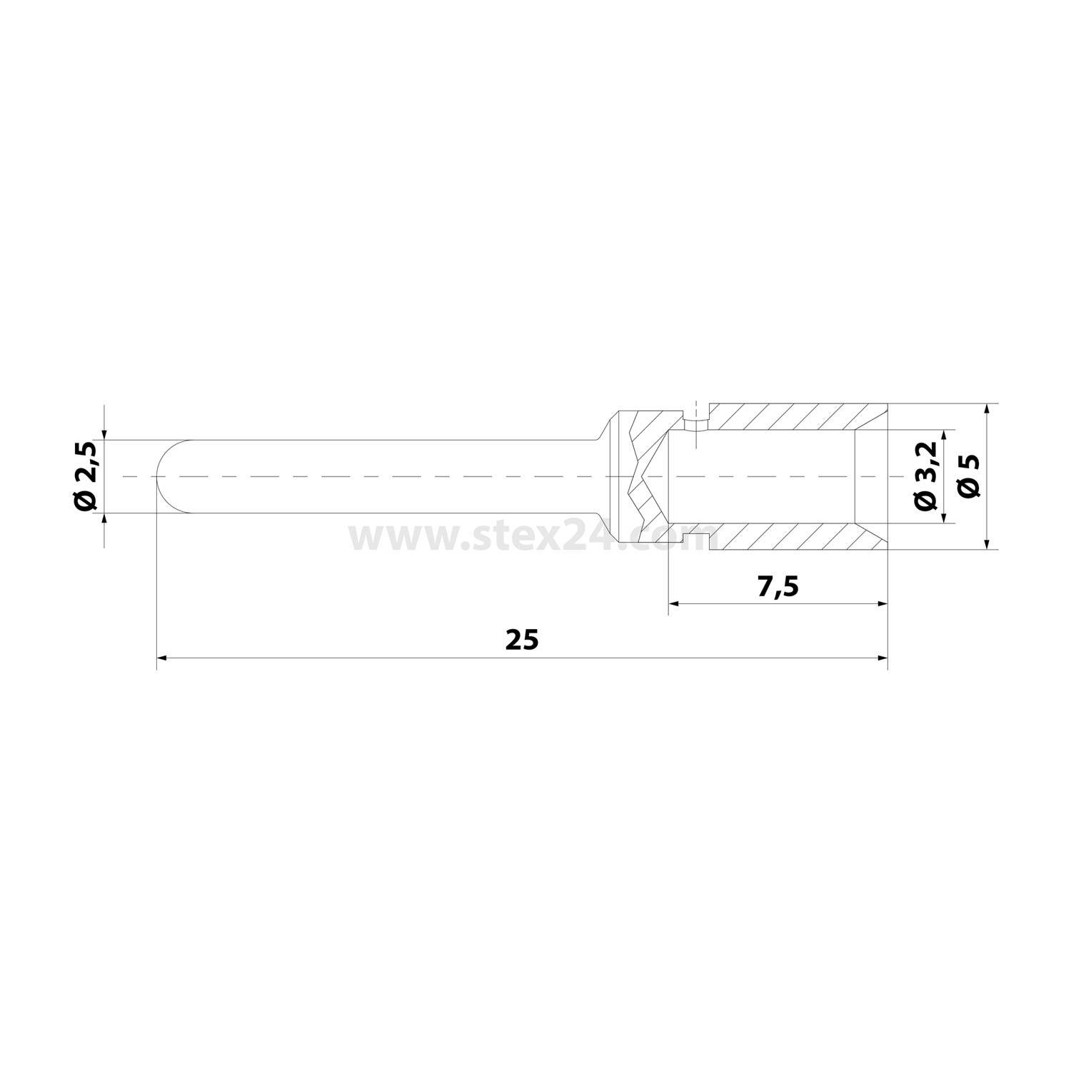 HARTING E-Crimpkontakt Kontaktstift (M) 5,5mm² gold, 1 Stück Werkstoff Kupferlegierung - 1 Stück