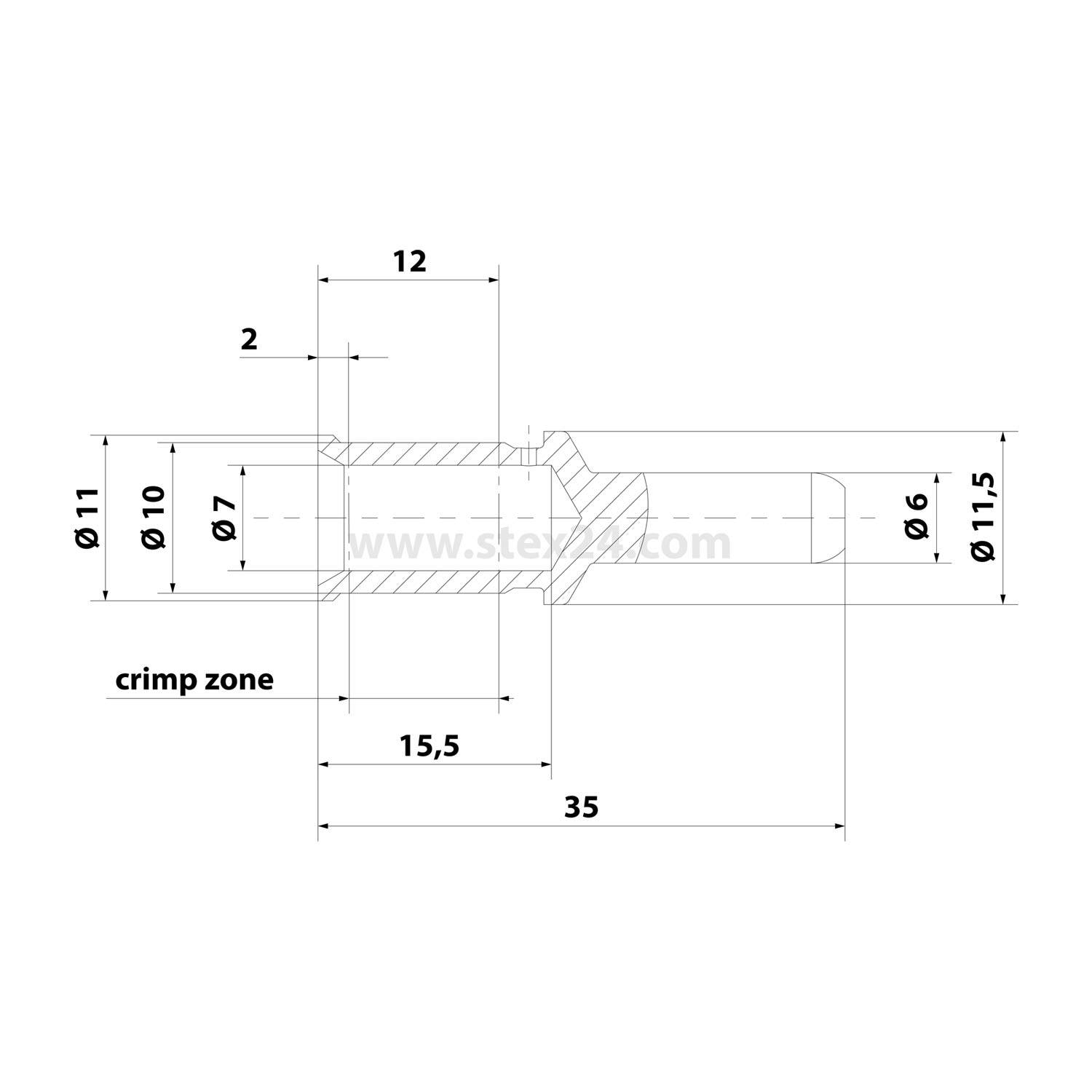 HARTING 70A-Crimpkontakt Kontaktstift (M) 25mm² AWG4 silber, 1 Stück Werkstoff Kupferlegierung - 1 Stück