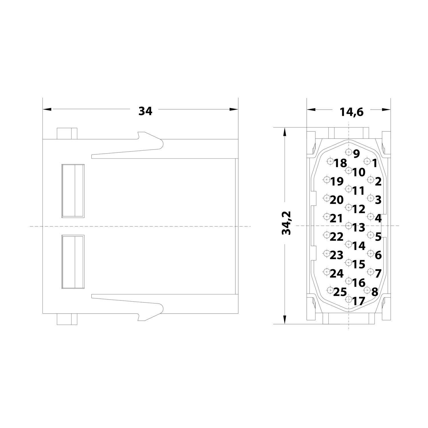 HARTING Han HD Modul Stifteinsatz (M) Crimpanschluss, 25-polig 50V, 4A - 1 Stück