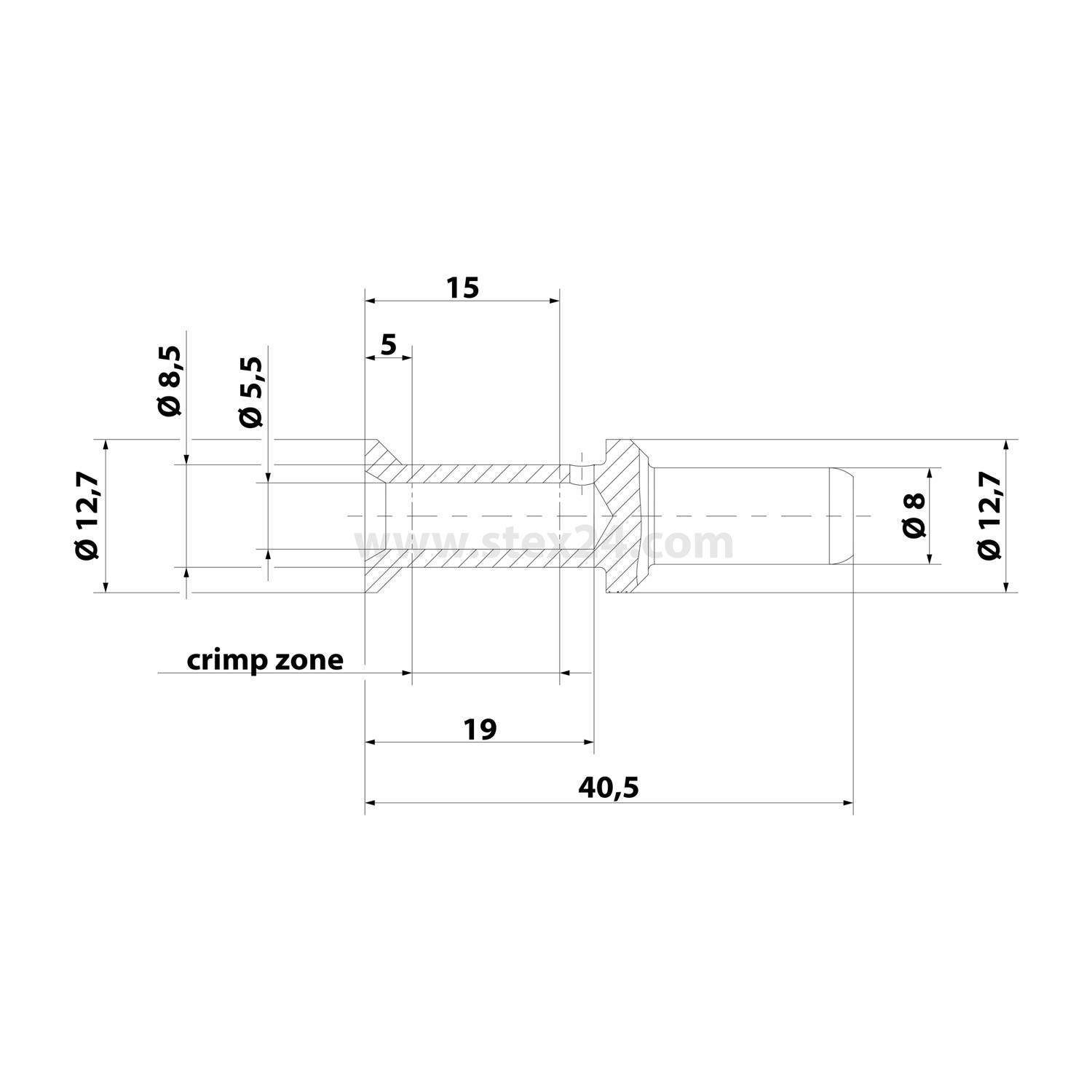 HARTING 100A-Crimpkontakt Kontaktstift (M) 16mm² AWG6 silber, 1 Stück Werkstoff Kupferlegierung - 1 Stück