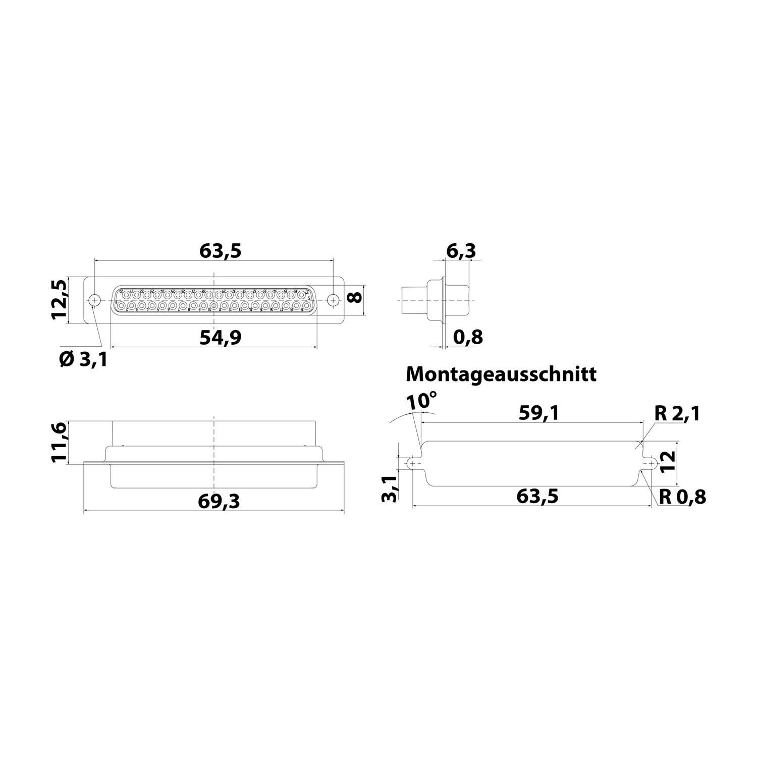 HARTING D-Sub Buchseneinsatz (F) passend für D-Sub Gehäuse Baugröße 37 37-polig Crimpanschluss - 1 Stück