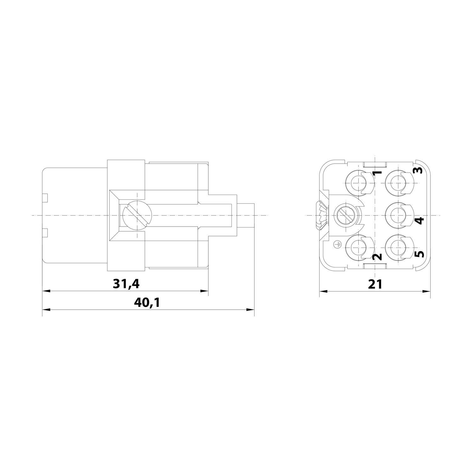 HARTING Han Q5/0 Buchseneinsatz (F) Crimp- / Schraubanschluss (PE), 5-polig+PE 230V/400V, 16A - 1 Stück