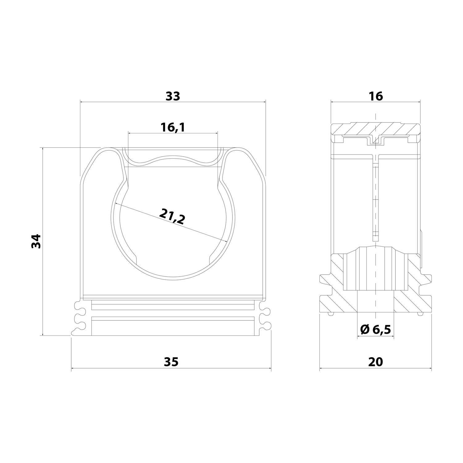 FLEXA FSHB 211 Schlauchhalter mit Deckel für Schlauch-Außendurchmesser 21,2mm für Wellschlauch AD 21.2mm - 1 Stück