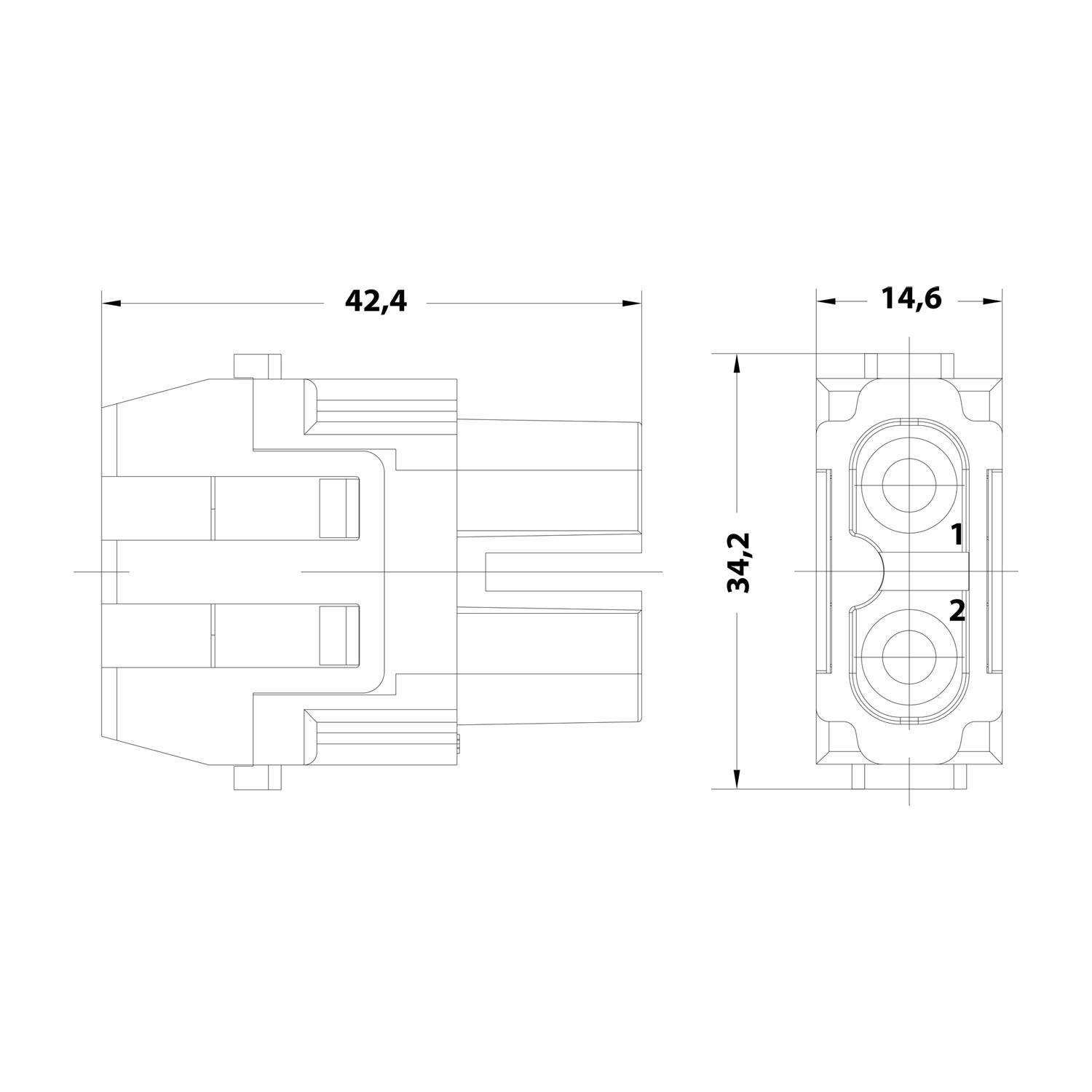 HARTING Han 40 Ampere Modul Buchseneinsatz (F) Crimpanschluss, 2-polig 1000V, 40A - 1 Stück
