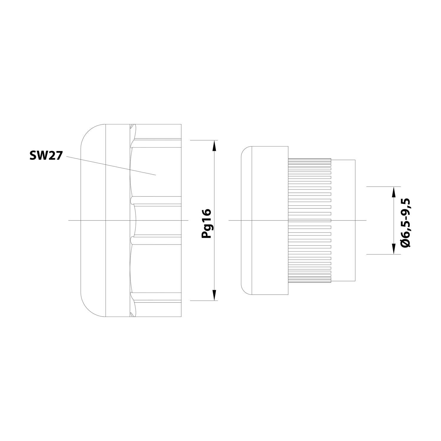 HARTING Q-Halbverschraubung PG16x1,41 Kunststoff Farbe tiefschwarz RAL 9005 - 1 Stück
