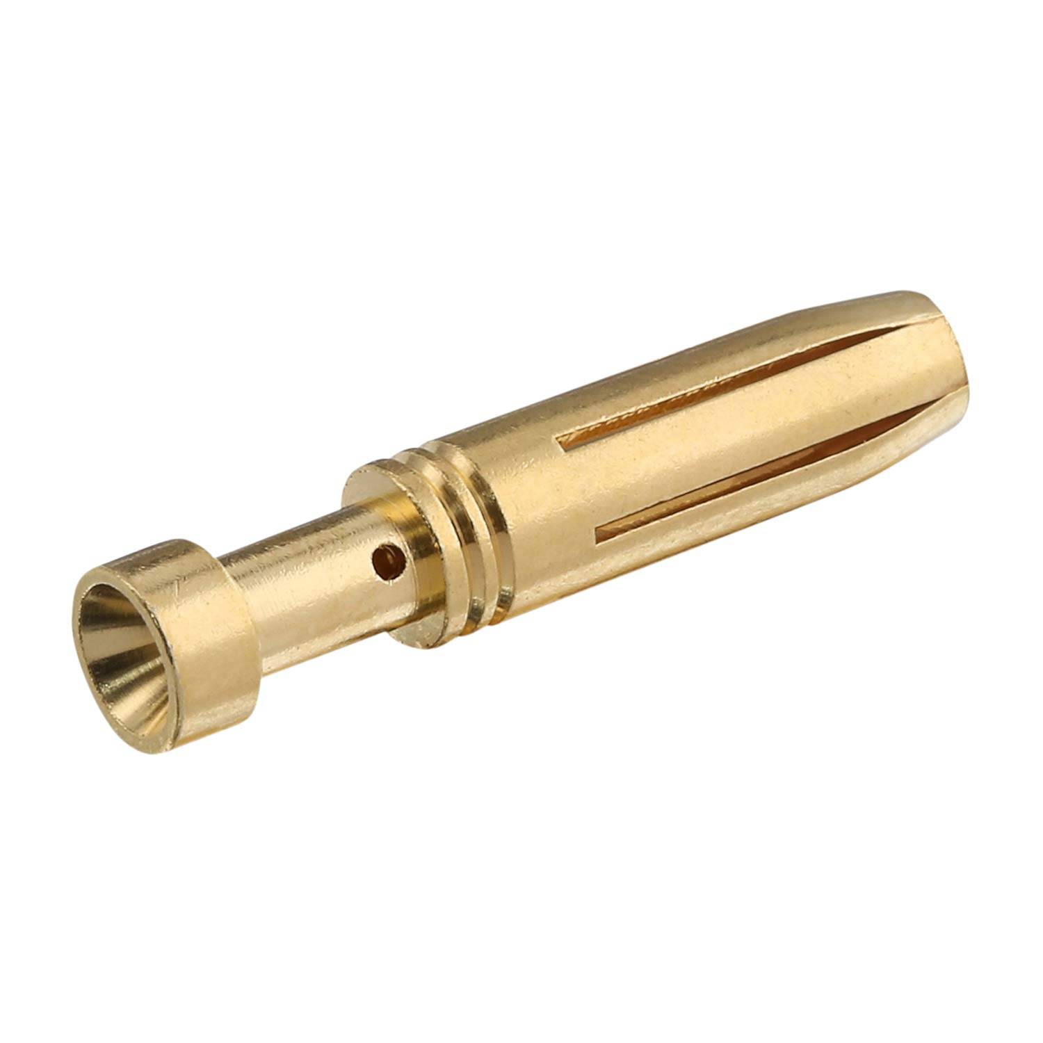 Goldfarbiger Metalleinschlagdübel mit geschlitztem Körper und hohlem Ende, gezeigt auf weißem Hintergrund.