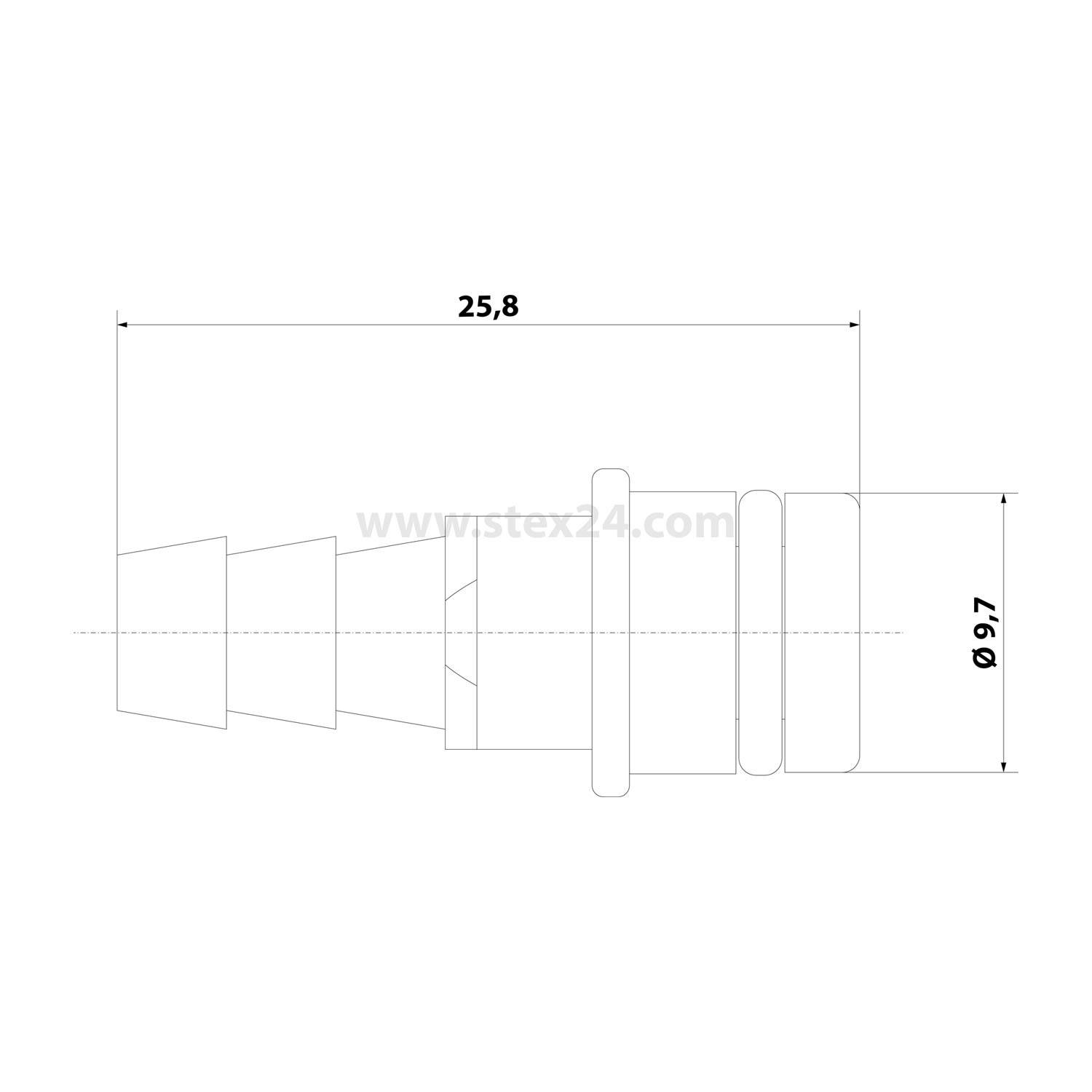 HARTING Pneumatik-Kontakt ohne Absperrventil Kontaktstift (M) Schlauch-Innendurchmesser 6,0mm schwarz, 1 Stück