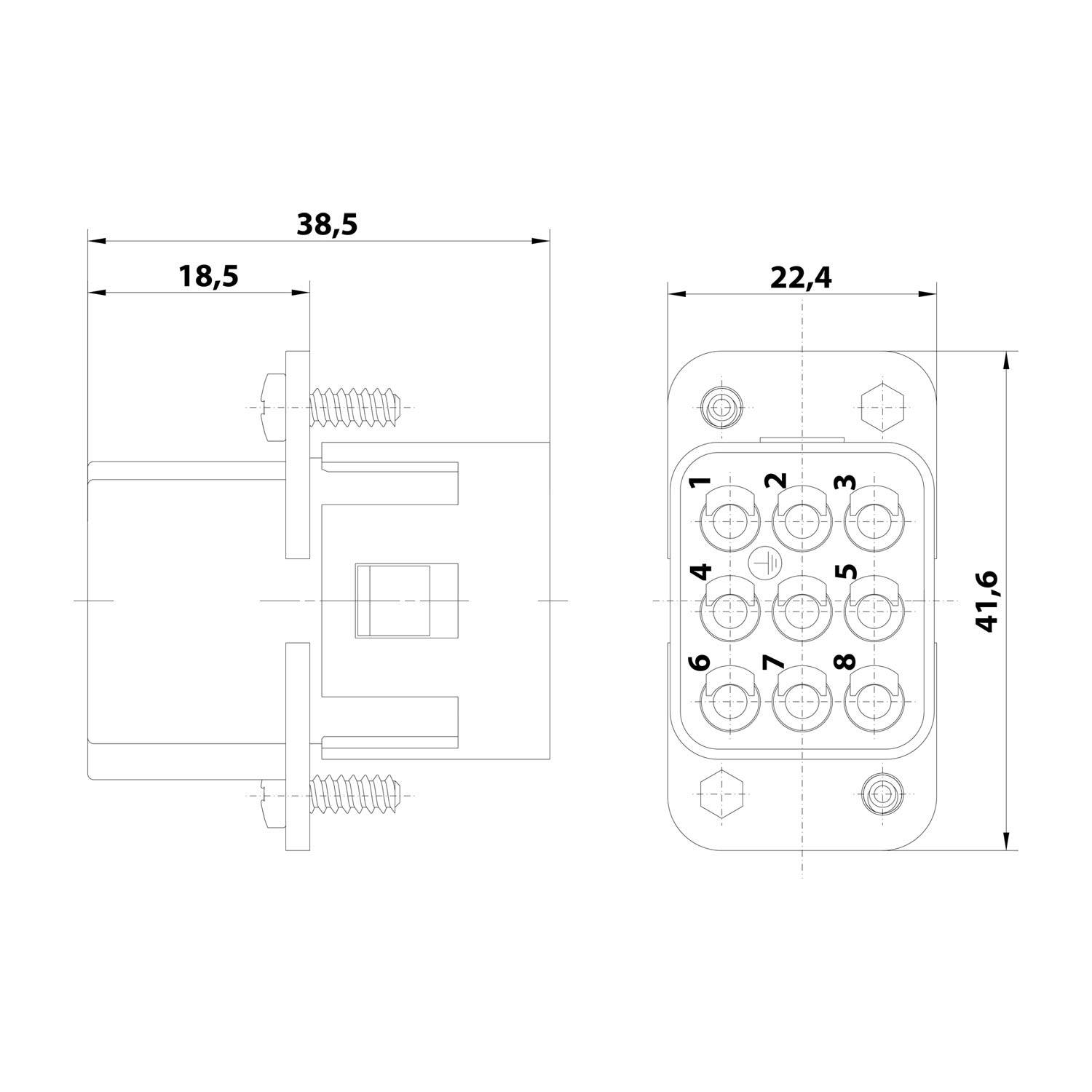 HARTING Han Q8/0 Buchseneinsatz (F) Crimpanschluss, 8-polig+PE 500V, 16A - 1 Stück