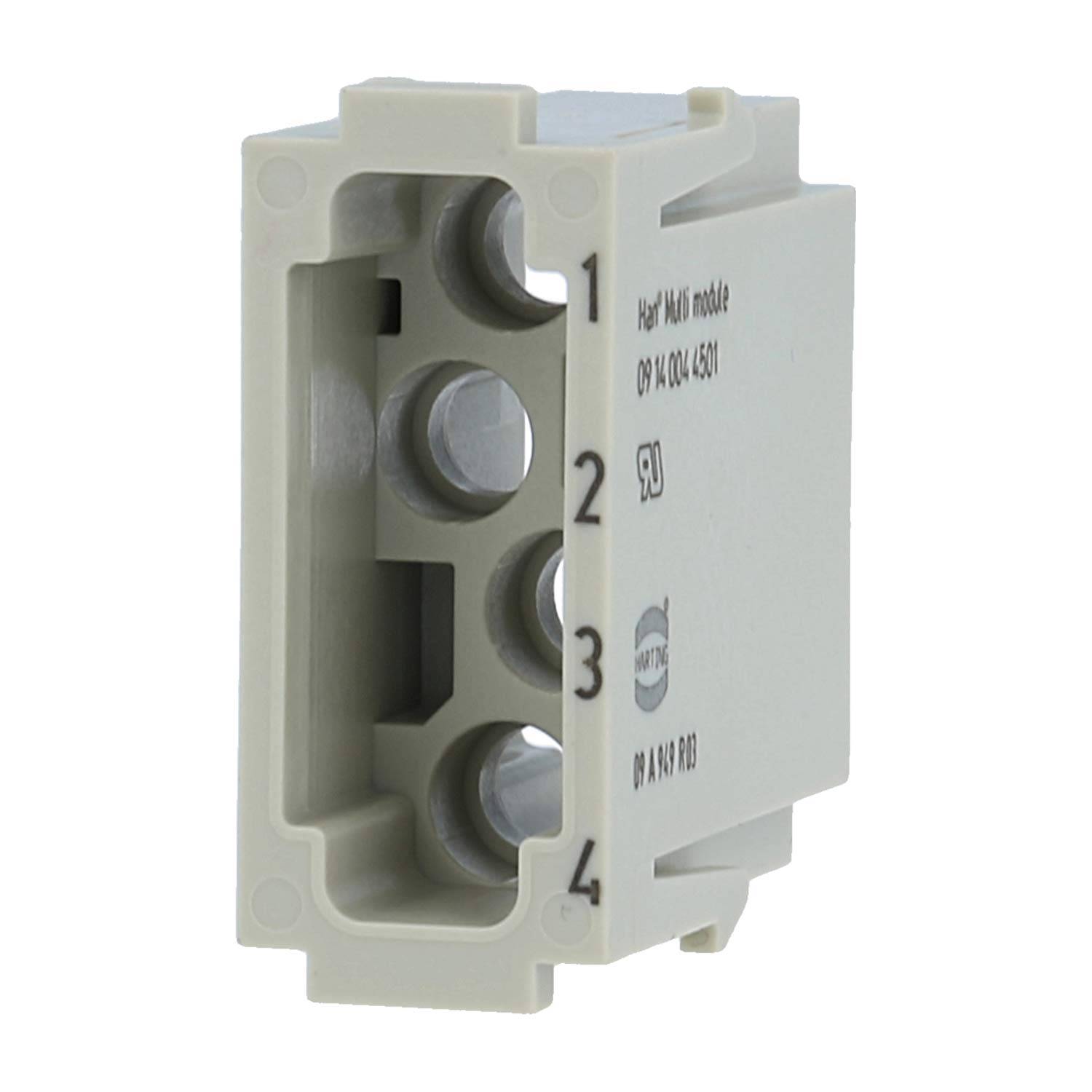 HARTING Han Multikontaktmodul Stifteinsatz (M) Löt- / Crimpanschluss, 4-polig 50V, 1,5A - 1 Stück