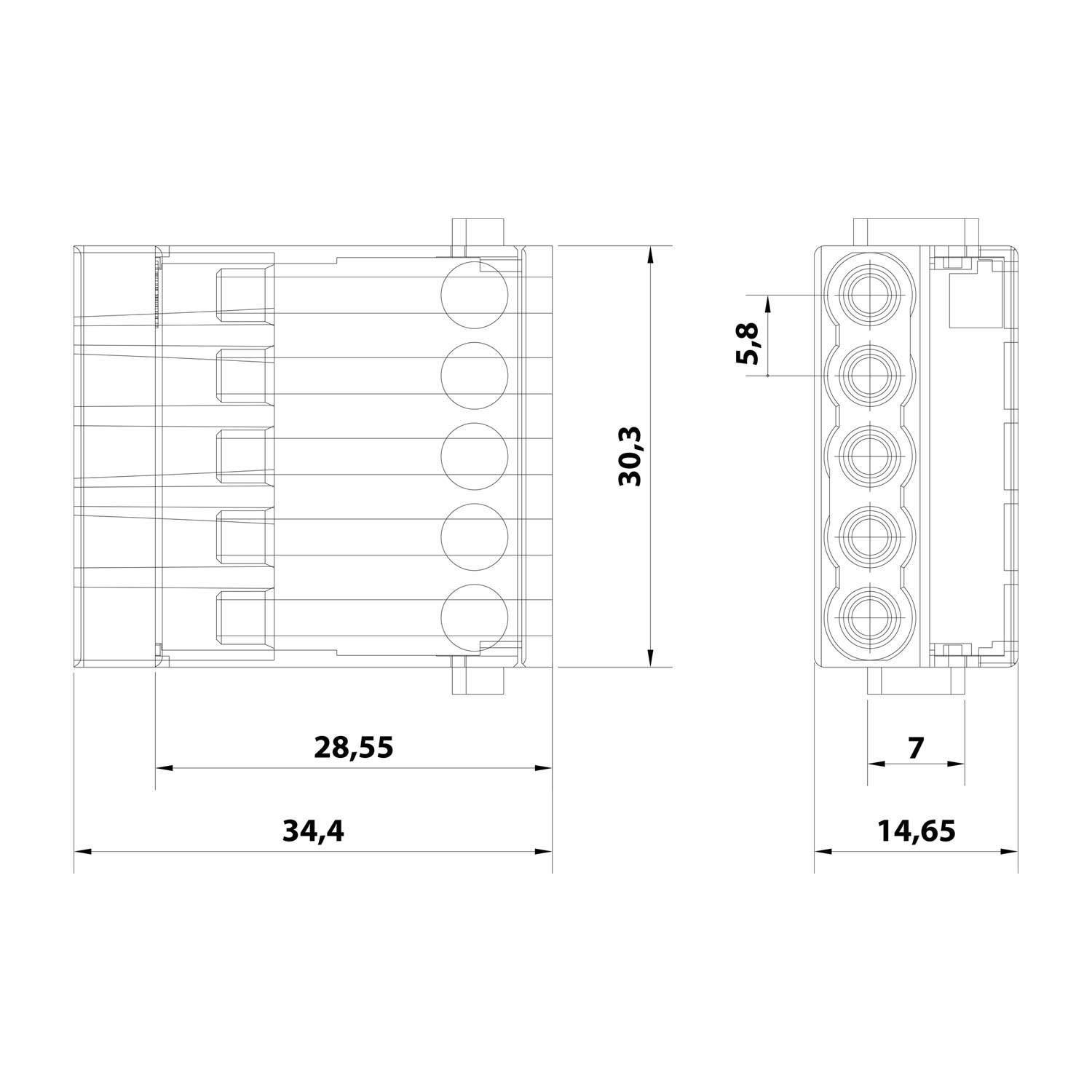 HARTING Han E Modul Stifteinsatz (M) Schraubanschluss, 5-polig 230V/400V, 16A - 1 Stück