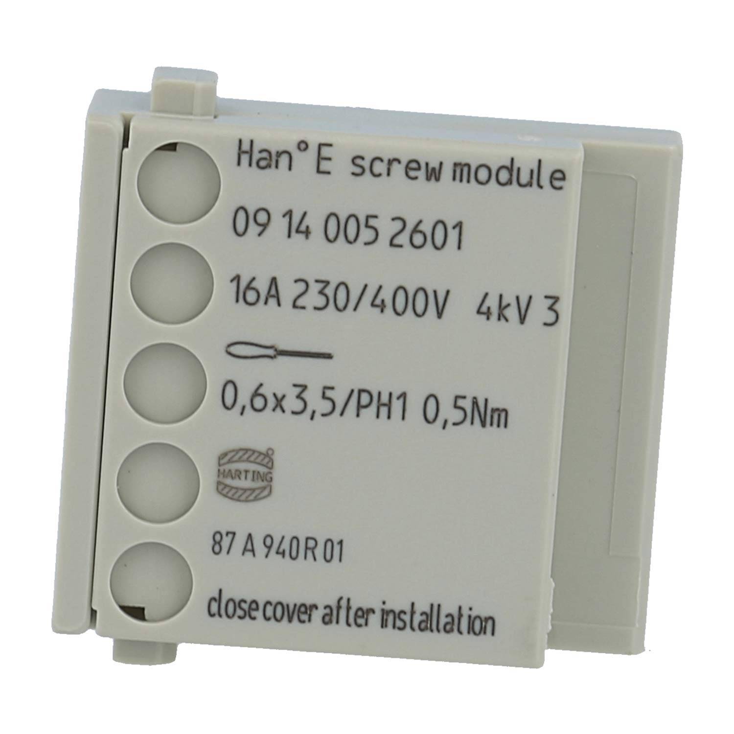 HARTING Han E Modul Stifteinsatz (M) Schraubanschluss, 5-polig 230V/400V, 16A - 1 Stück