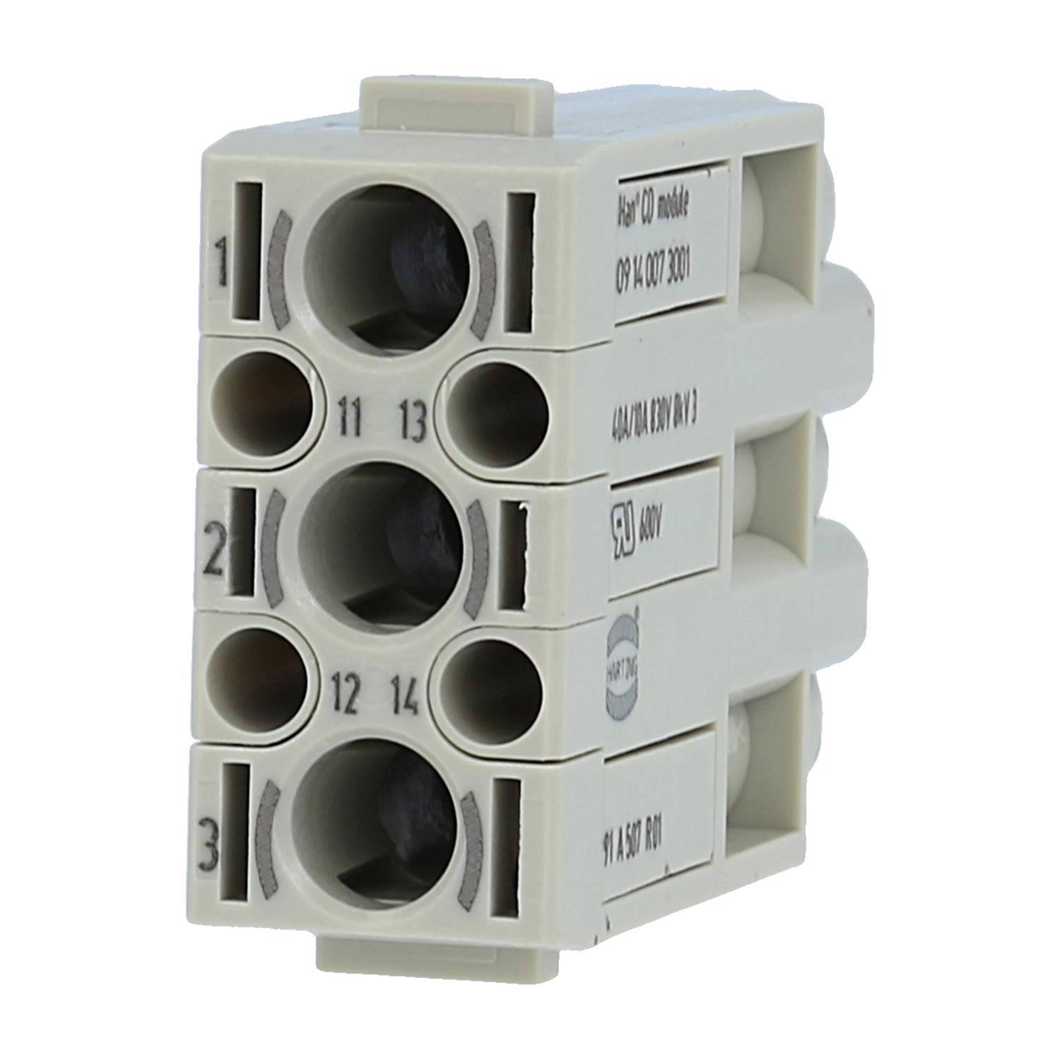 HARTING Han CD Modul Stifteinsatz (M) Crimpanschluss, 7-polig 3/4 830V - 830V Steuerkontakt, 40A/10A - 1 Stück