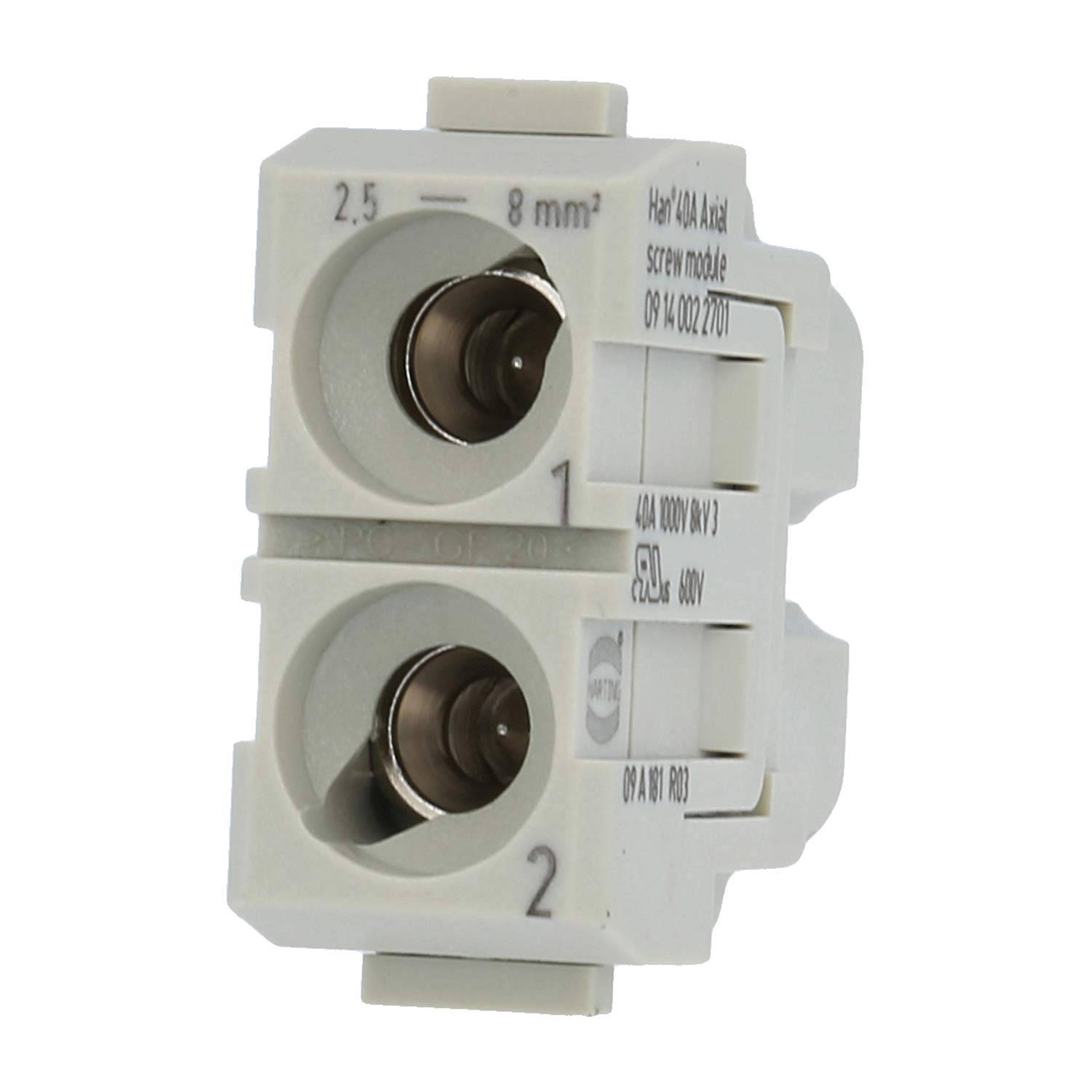 HARTING Han 40 Ampere Modul Buchseneinsatz (F) Axialschraubanschluss, 2-polig 1000V, 40A - 1 Stück