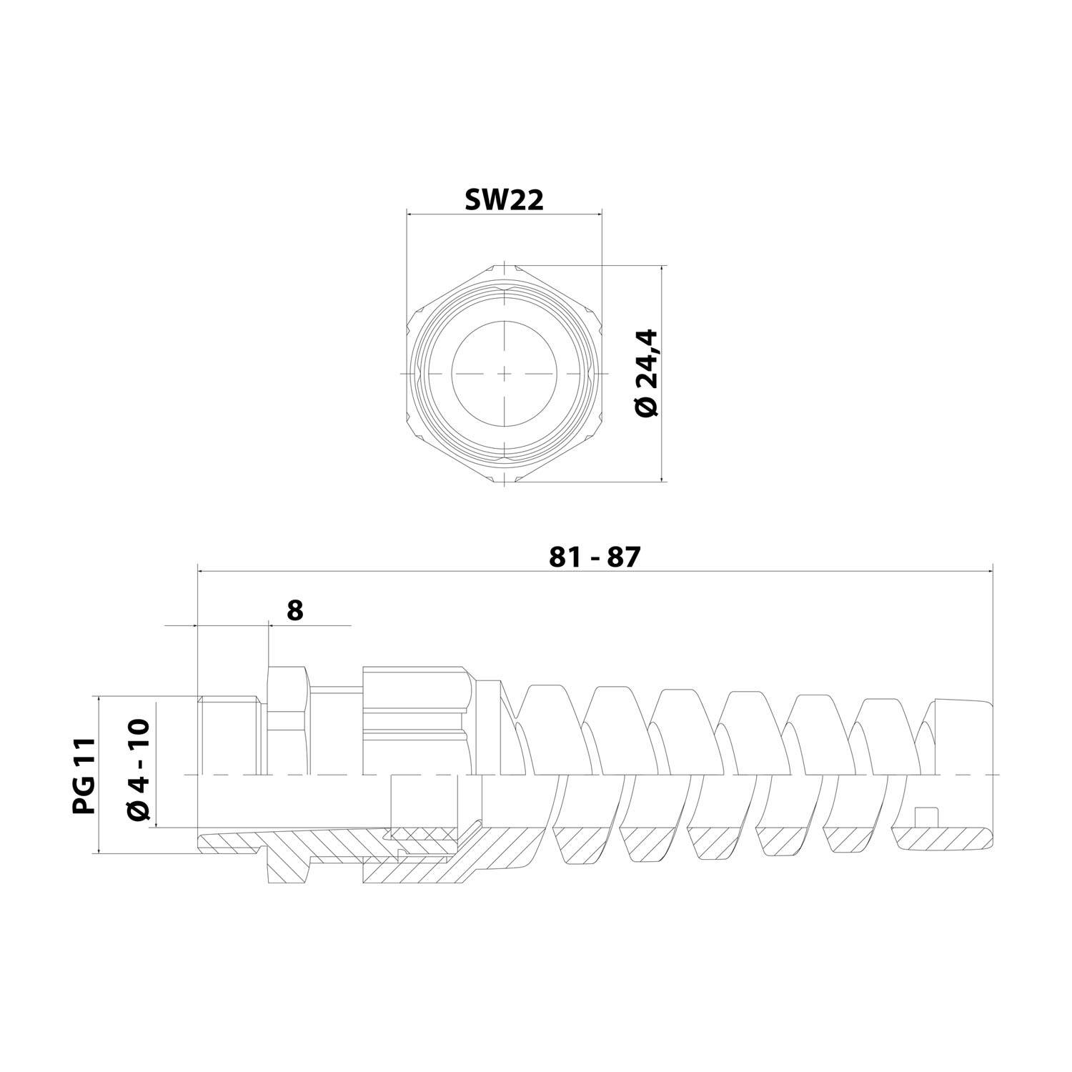 LAPP Verschraubung mit Biegeschutz PG11x1,41 SBS-PG11 Polyamid (PA) Gewindelänge 8,0mm - 1 Stück