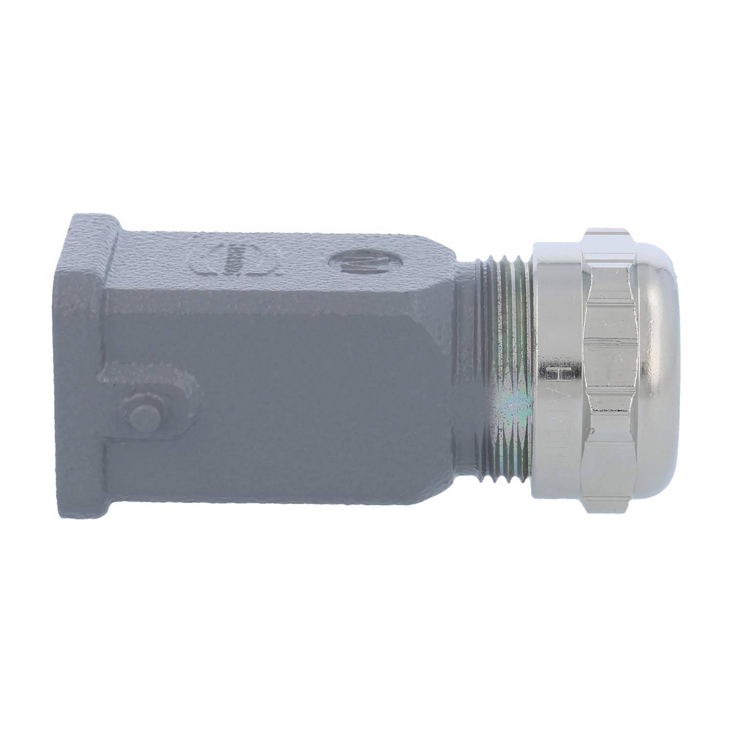 HARTING Han 3A Tüllengehäuse ohne eingeklebte Dichtung, 1xM25 gerader Kabelabgang, für 1 Bügel (am Unterteil)