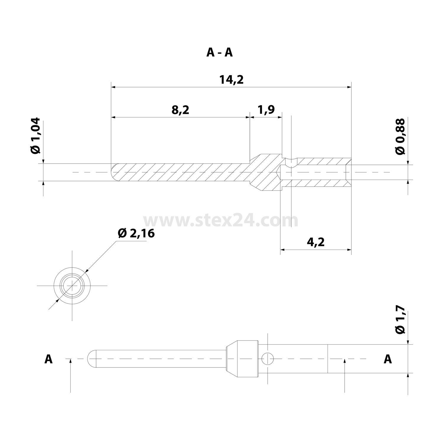 HARTING D-Sub Crimpkontakt Kontaktstift (M) 0,16mm² - 0,33mm² AWG26 - AWG22 gold, 1 Stück Werkstoff Kupferlegierung - 1