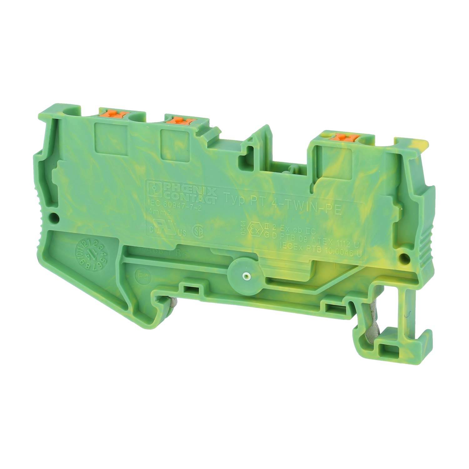 Phoenix Contact Schutzleiter-Reihenklemme PT 4-TWIN PE Push-In-Anschluss Querschnitt starr 0,2mm² - 6mm² AWG24 - AWG10