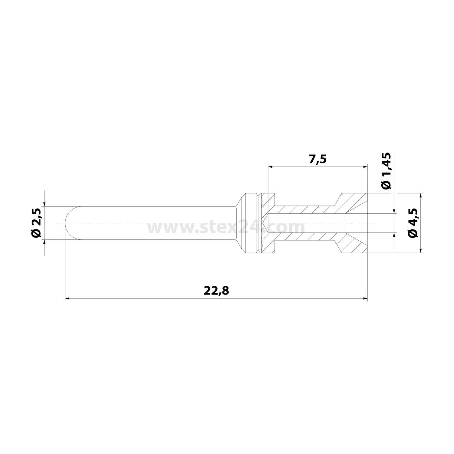 HARTING E-Crimp-Schaltkontakt Kontaktstift (M) 0,75mm² - 1mm² AWG18 - AWG18 silber, 1 Stück Werkstoff Kupferlegierung -