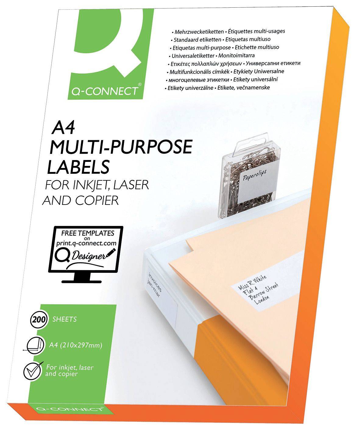 Q-CONNECT KF15565 Universal-Etiketten - 105 x 148 mm, weiß, 800 Etiketten, permanent