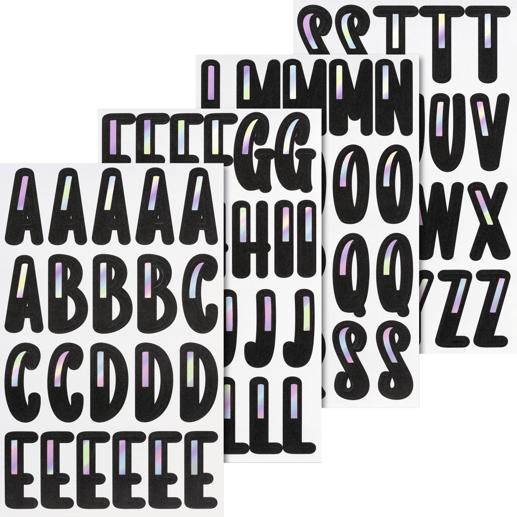 Sticker „Alphabet“ | 100×190 mm schwarz/silberfarben irisierend 4 Blatt