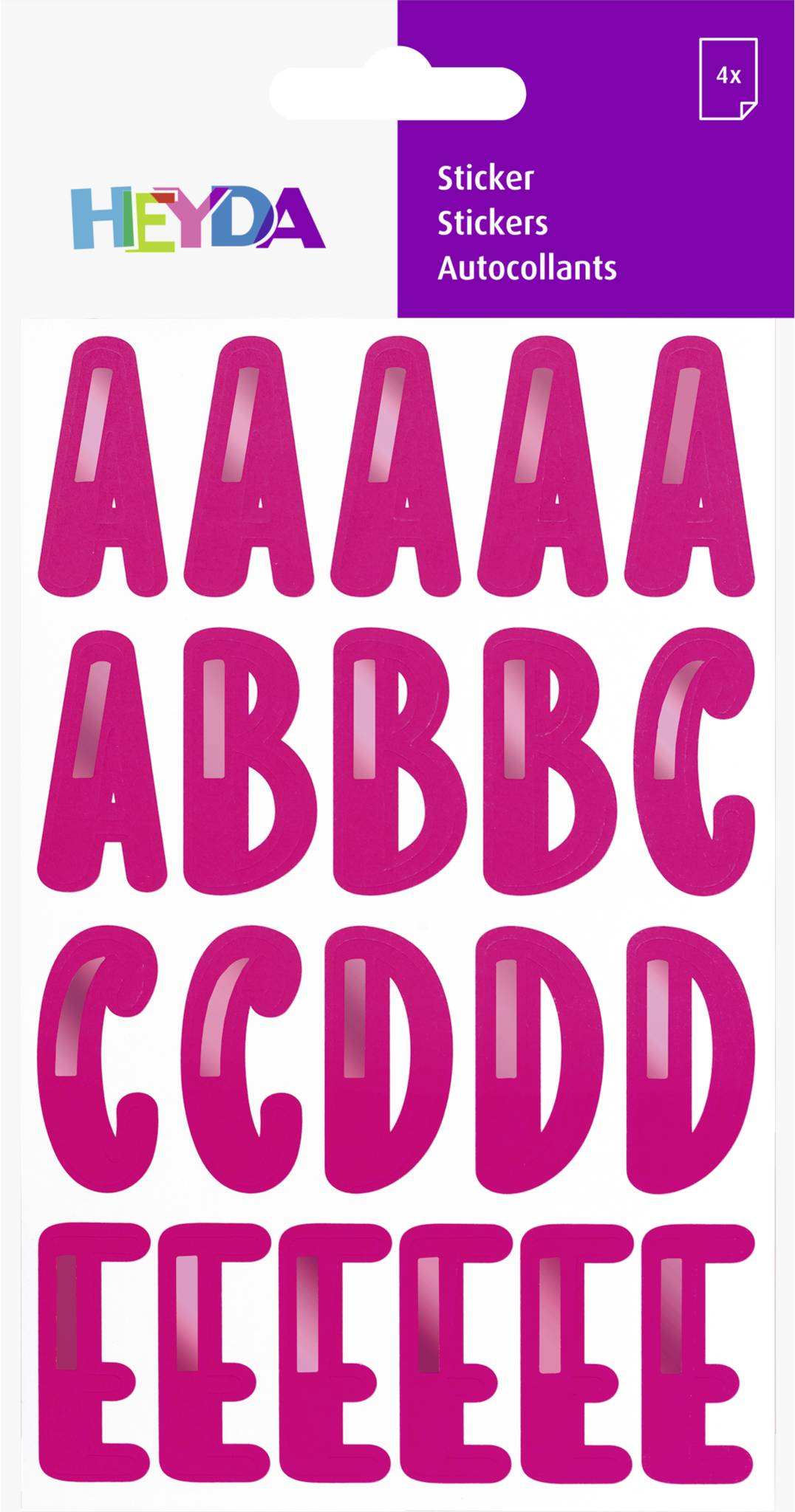 Sticker „Alphabet“ | 100×190 mm pink/pink metallic 4 Blatt