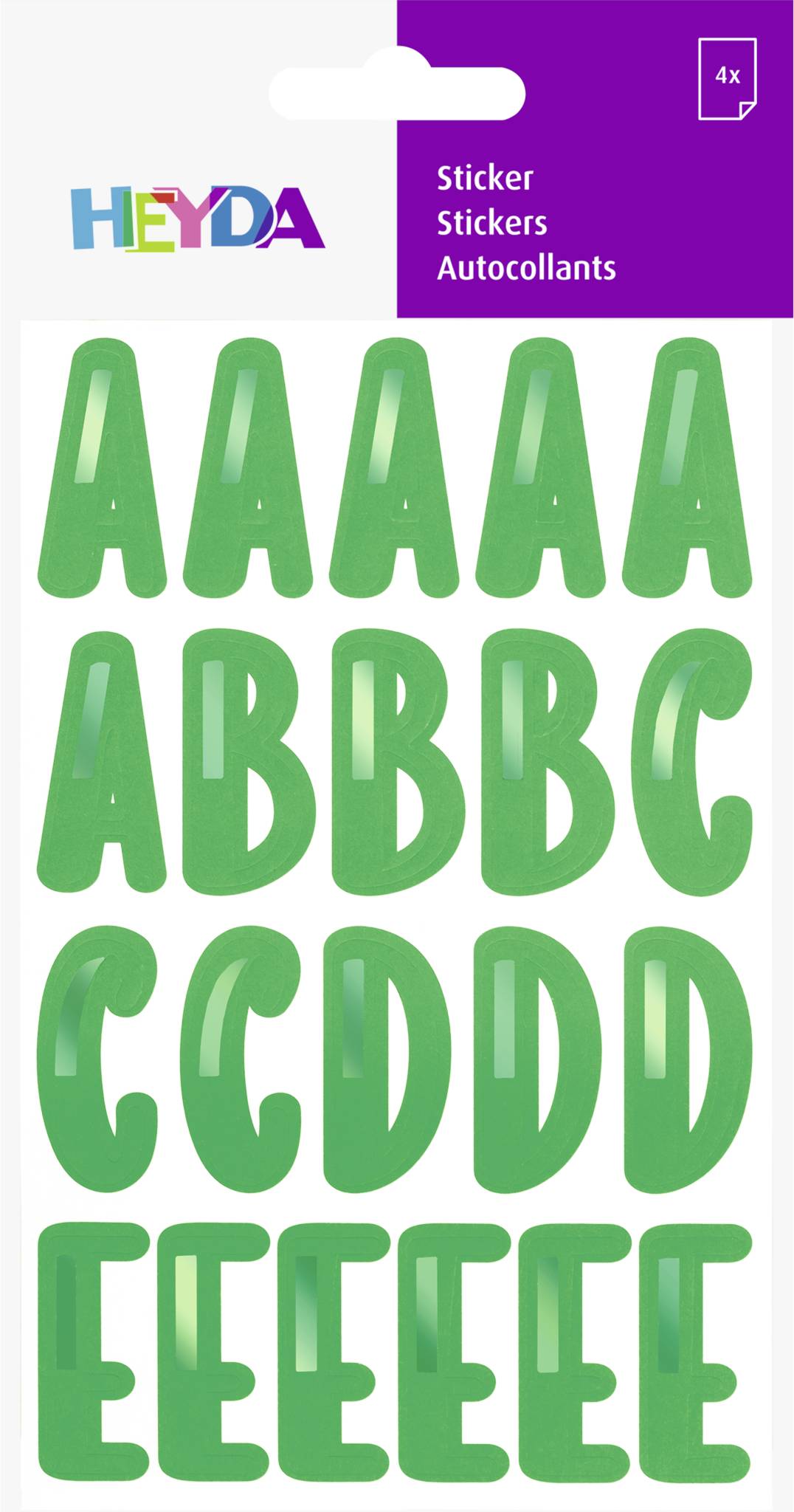Sticker „Alphabet“ | 100×190 mm grün/grün metallic 4 Blatt