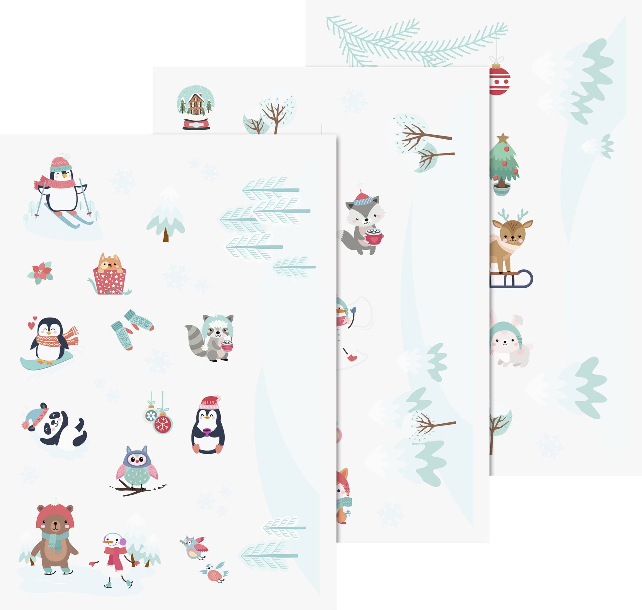 Fenster Sticker „Winter“ | 210×297 mm bunt 3 Blatt