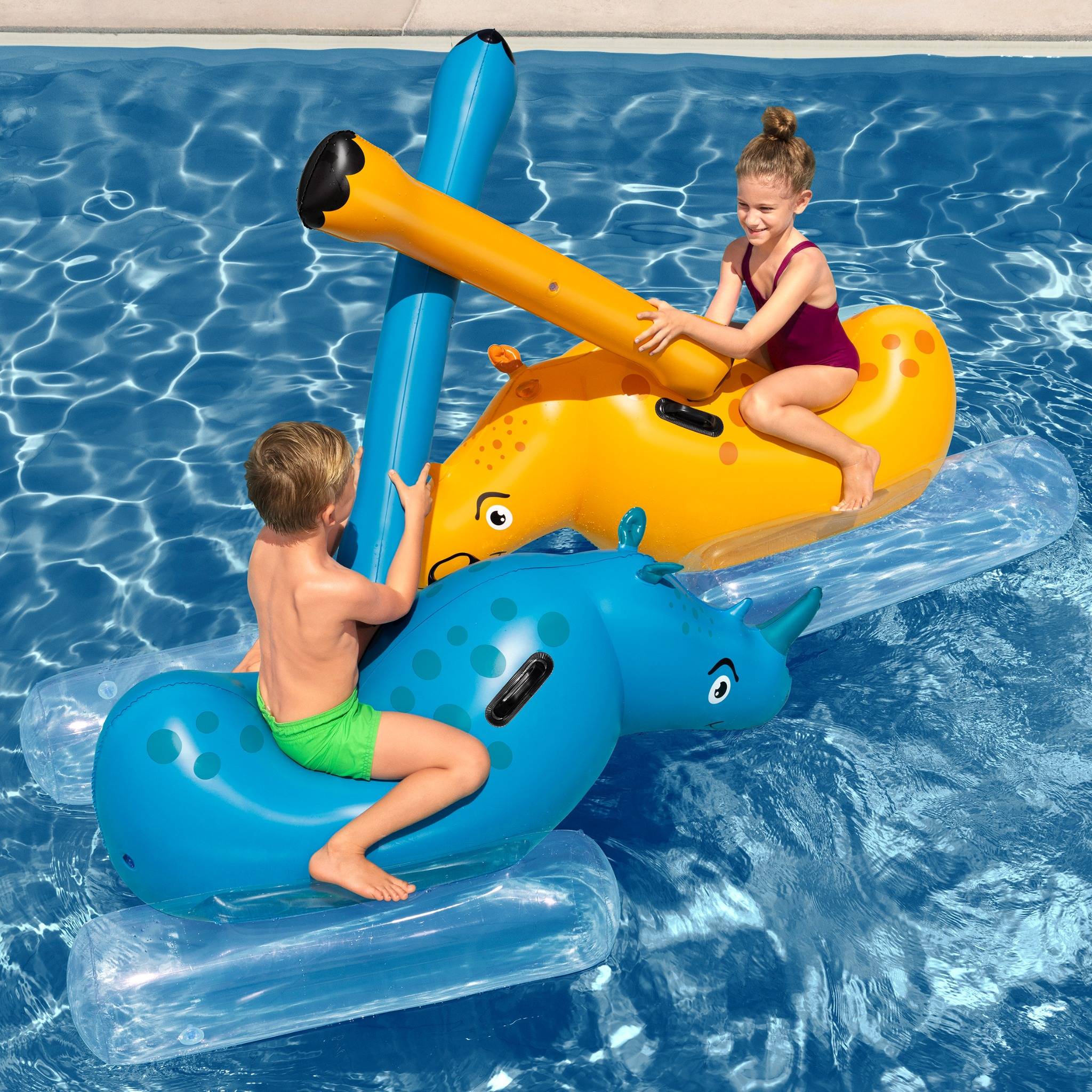 Bestway Poolspiel Nashorn Kinder Wasser Spielzeug 148cm für 2 Personen Poolspiel