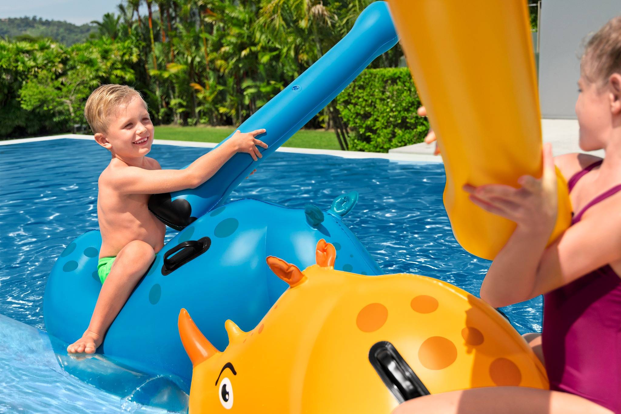 Bestway Poolspiel Nashorn Kinder Wasser Spielzeug 148cm für 2 Personen Poolspiel