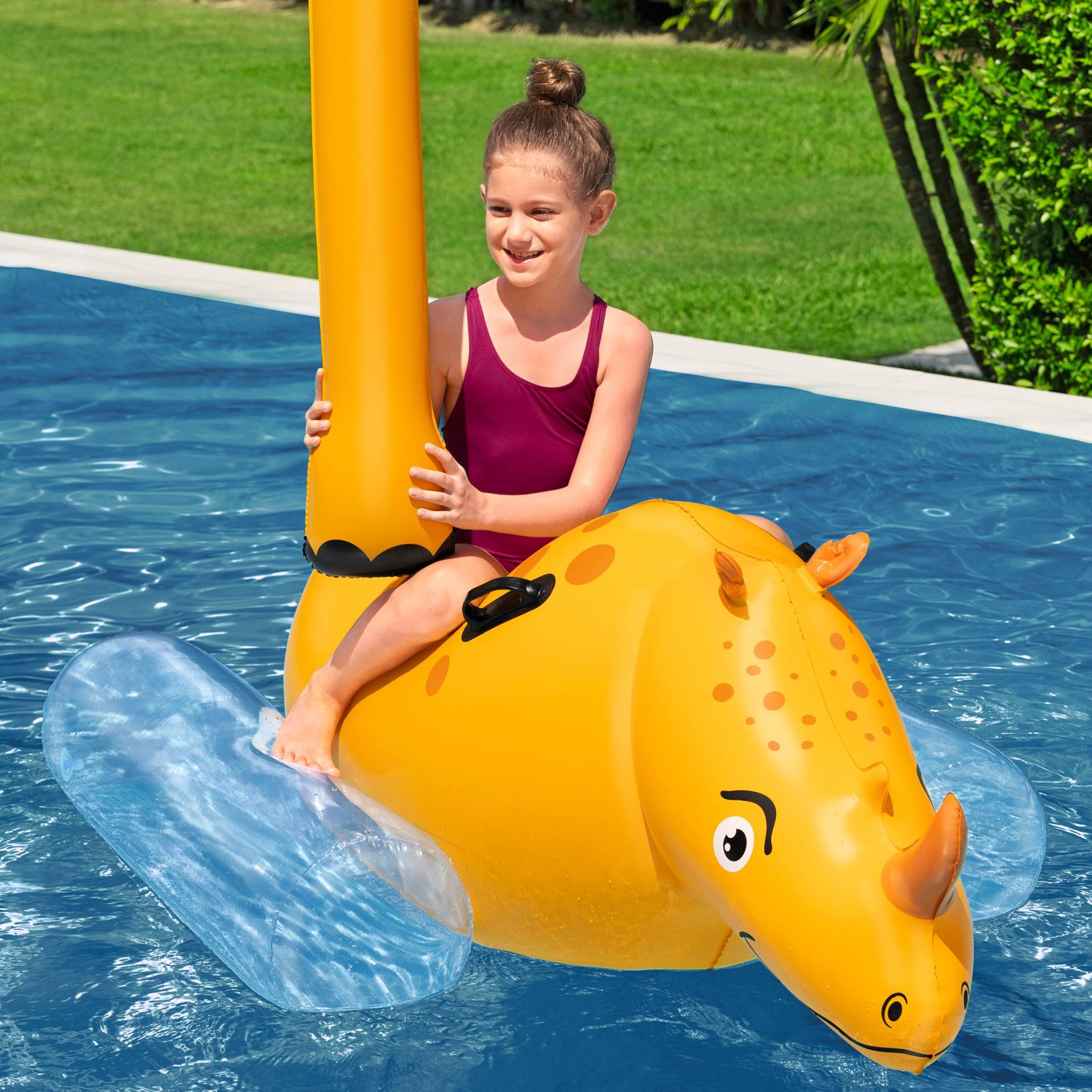 Bestway Poolspiel Nashorn Kinder Wasser Spielzeug 148cm für 2 Personen Poolspiel