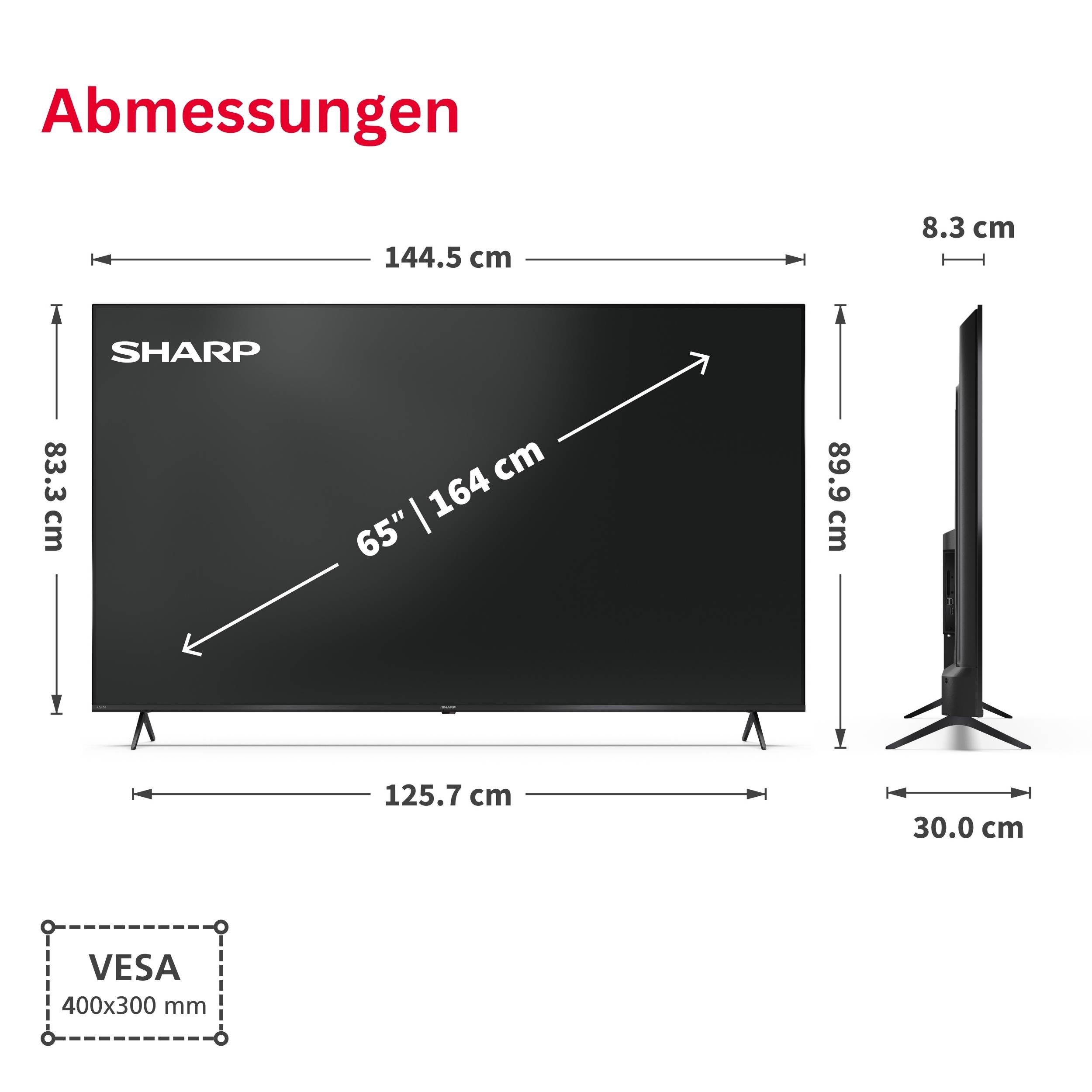 Sharp 65HM5745E QLED Fernseher 65 Zoll Smart TV by TiVo 4K UHD Fernseher mit HDR Dolby Vision (2026)