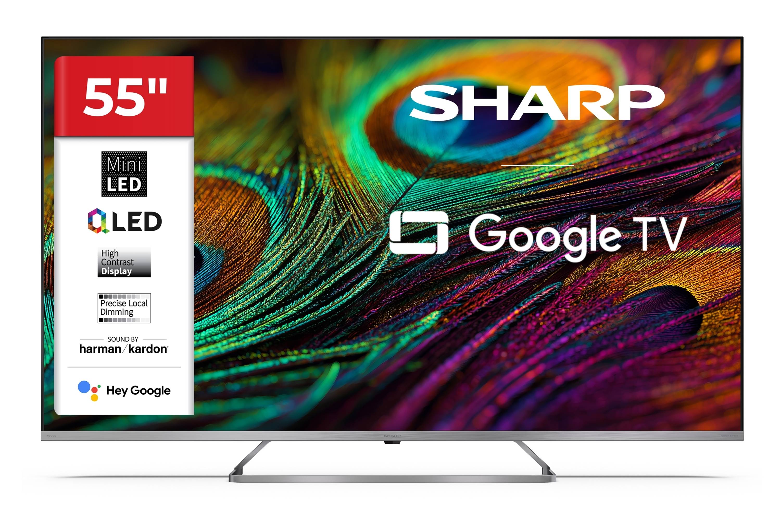Sharp QLED Fernseher 55 Zoll Google TV 4K UHD Smart TV Mini-LED HDR Dolby Vision, 55JP7765E (2026)