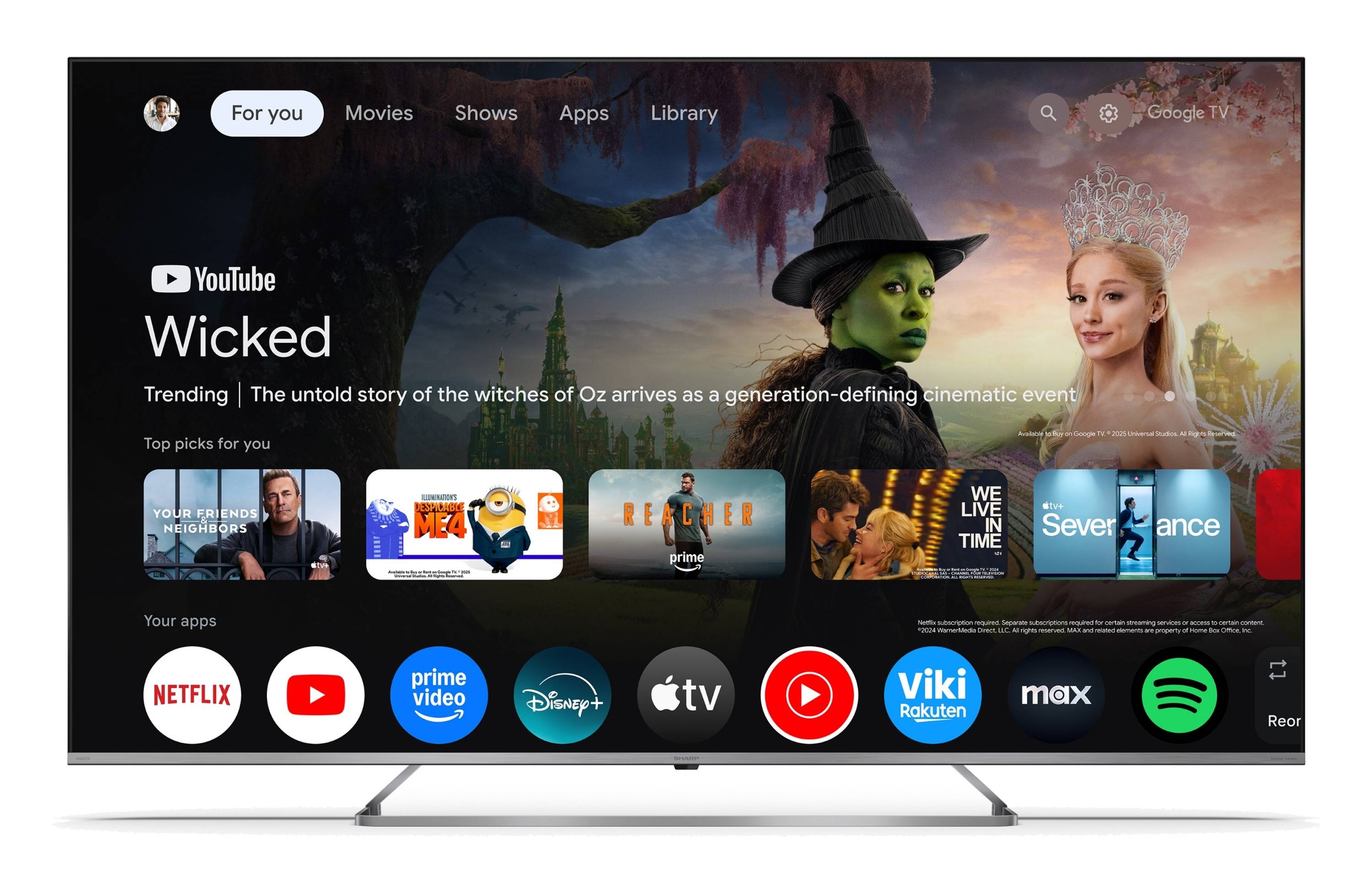 Sharp QLED Fernseher 65 Zoll Google TV 4K UHD Smart TV Mini-LED HDR Dolby Vision, 65JP7765E (2026)