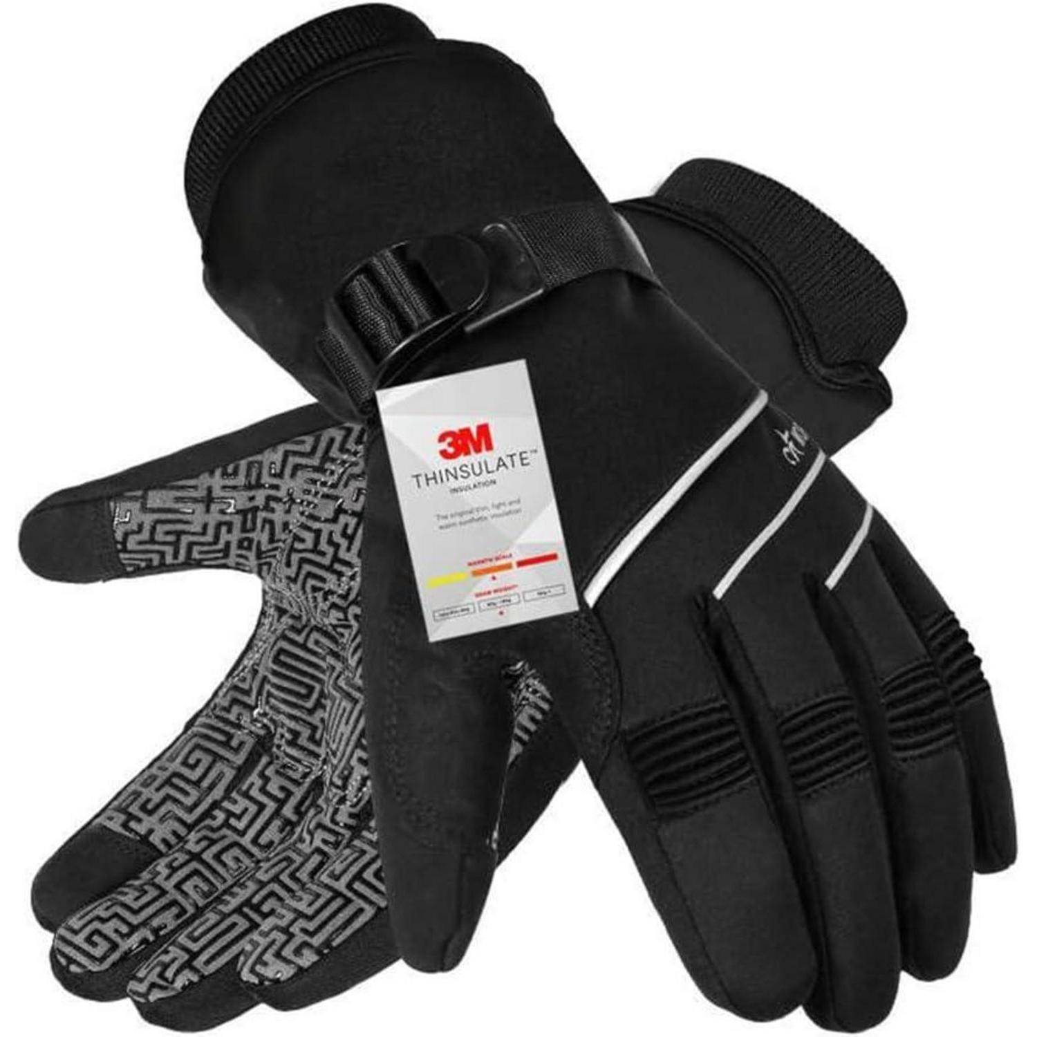 BIKINGMOREOK Winterhandschuhe Wasserdicht-30°F 3M Thinsulate Skihandschuhe Warme Touchscreen Handschuhe,Winddicht Fahrradhandschuhe Herren Damen fur