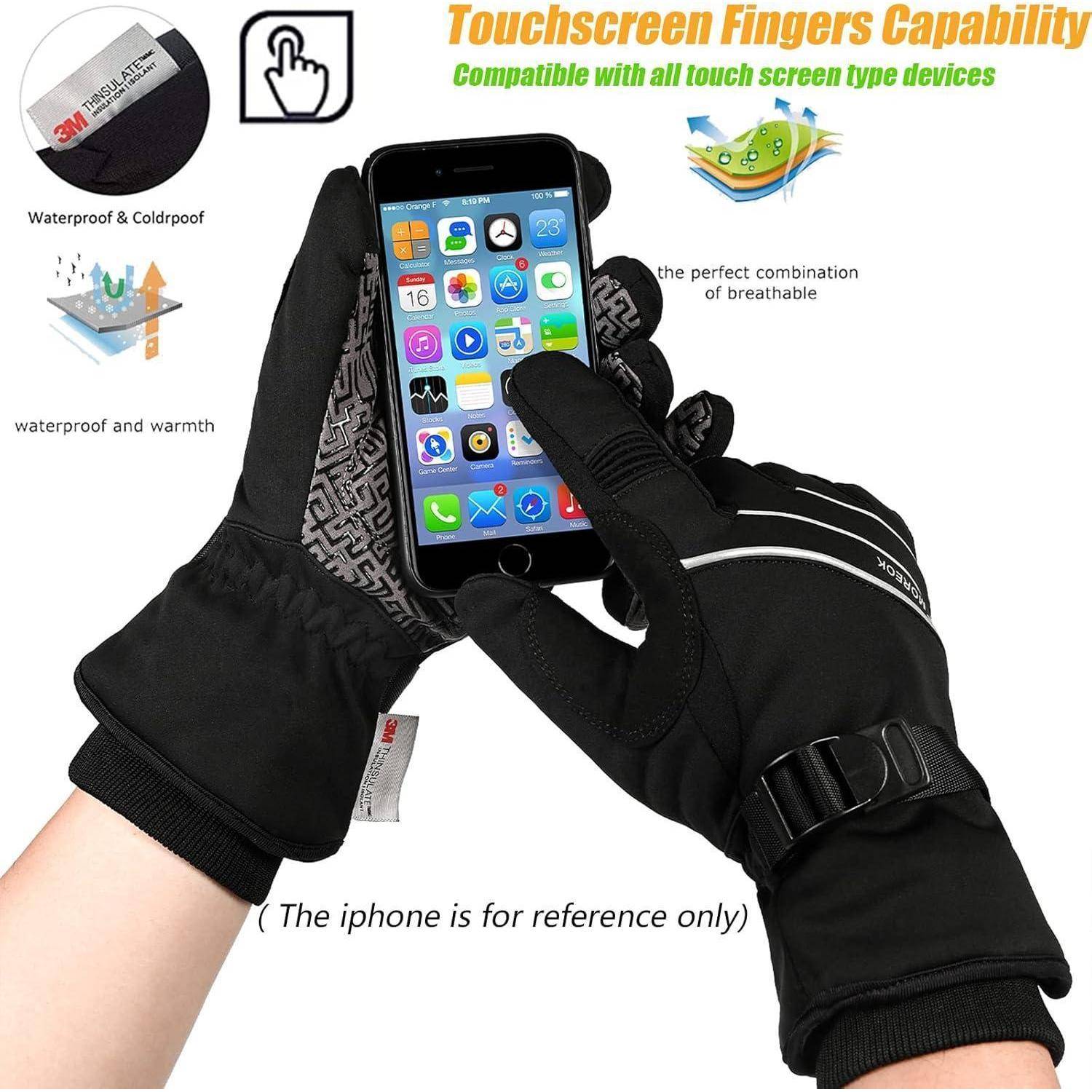 BIKINGMOREOK Winterhandschuhe Wasserdicht-30°F 3M Thinsulate Skihandschuhe Warme Touchscreen Handschuhe,Winddicht Fahrradhandschuhe Herren Damen fur