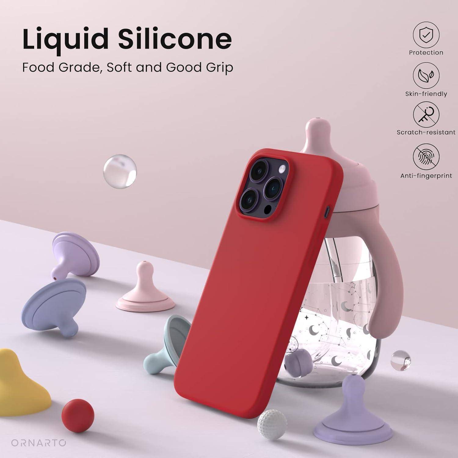 iPhone 14 Pro Max Hülle 6,7 Zoll 2022 Silikon Case Rot