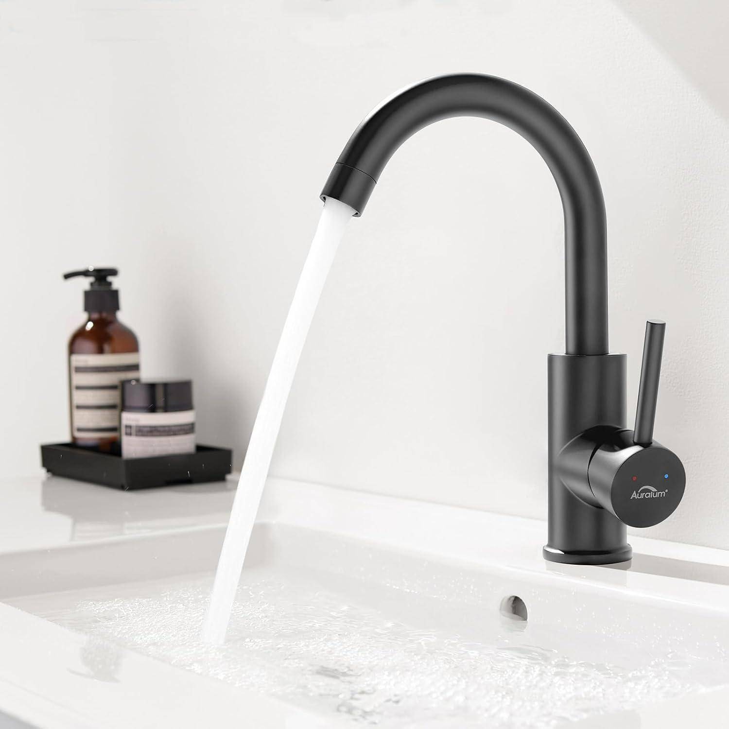 Schwarze Waschtischarmatur matt 360 Grad drehbar Badezimmer Wasserhahn