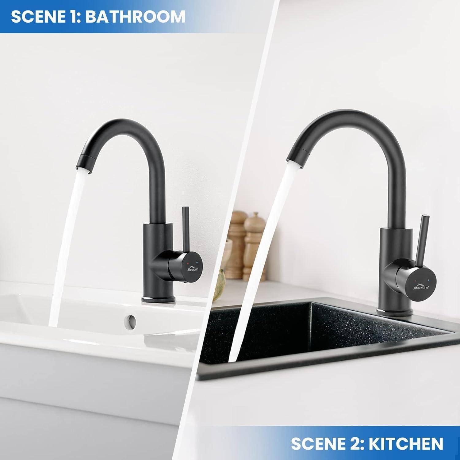 Schwarze Waschtischarmatur matt 360 Grad drehbar Badezimmer Wasserhahn